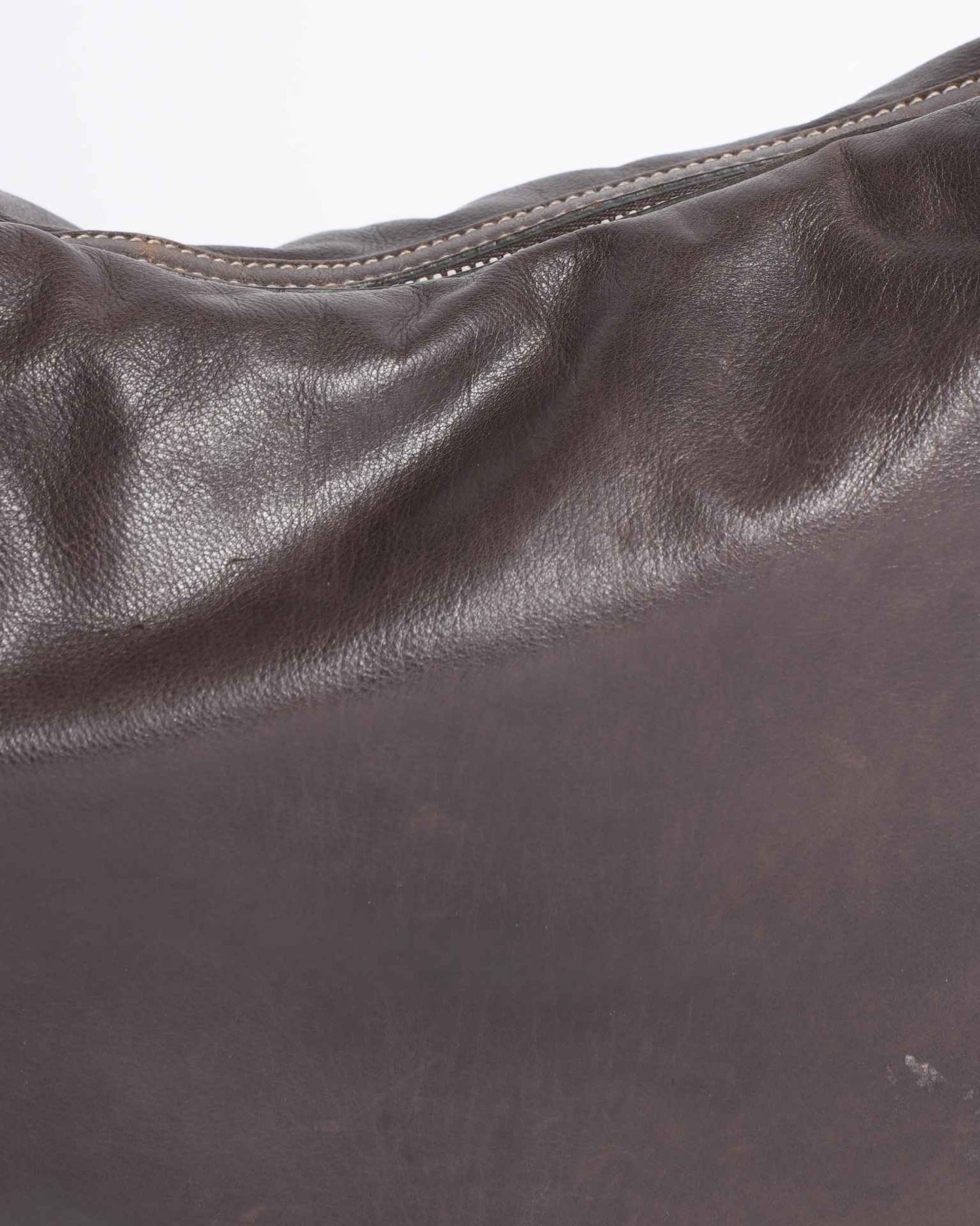 Gucci Ribbon Motif Brown Leather Shoulder Bag