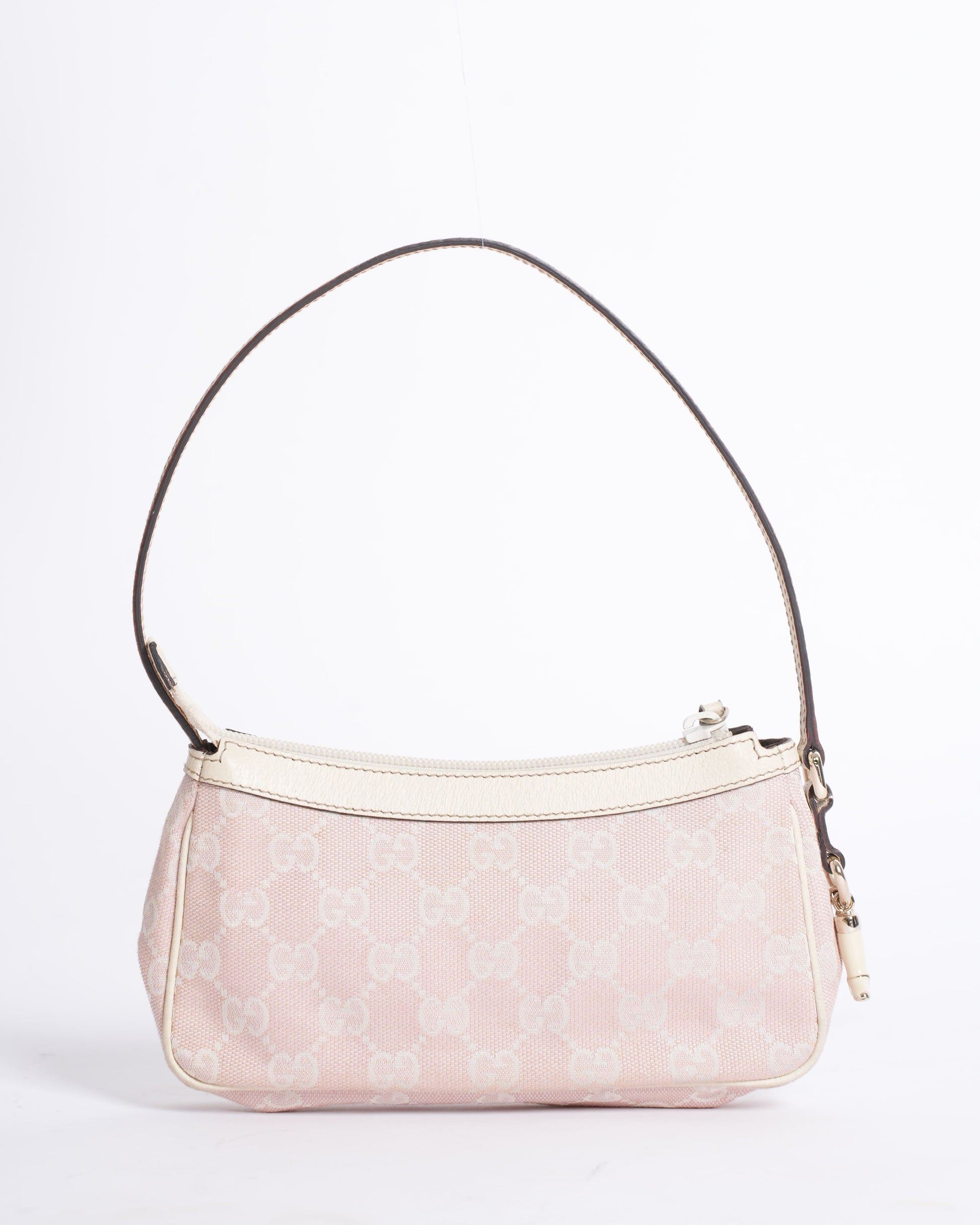Gucci Pink GG Canvas Baguette Shoulder Bag