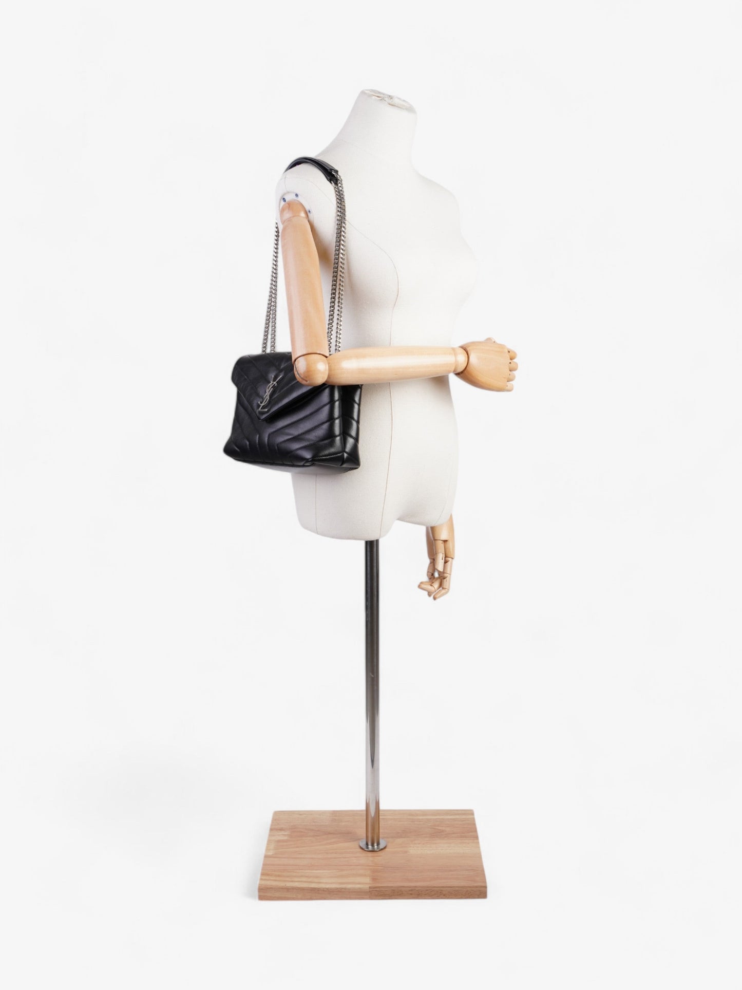 YSL Saint Laurent Lou Lou Calfskin Shoulder Bag Leather Black Small