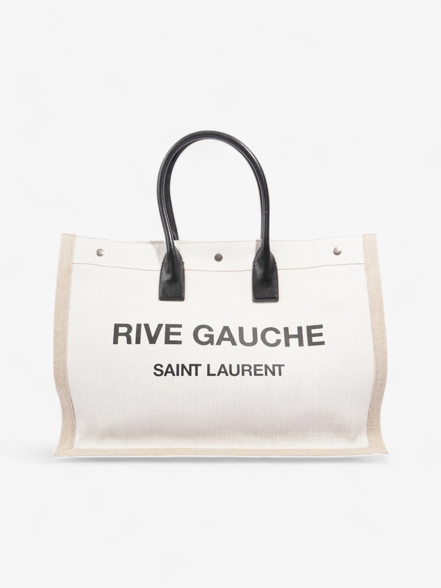 YSL Saint Laurent Rive Gauche Tote Cotton White Beige Large Tote Bag