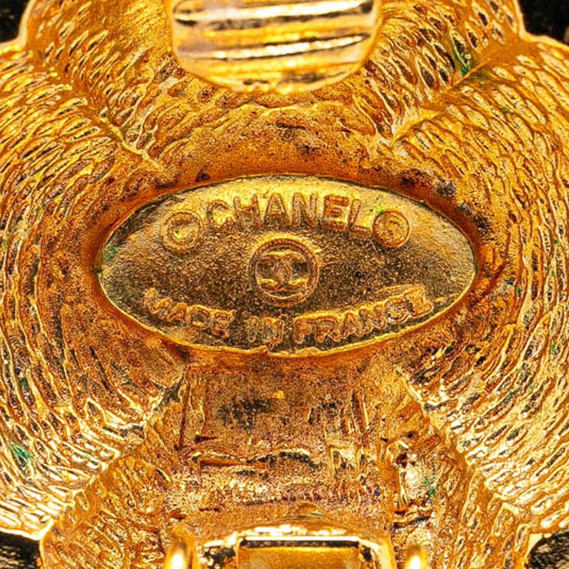 Gold Chanel Gold Plated CC Clip On Earrings