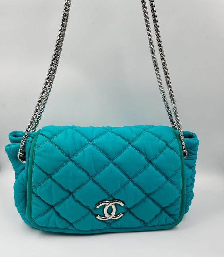Chanel Bubble Quilted Shoulder Bag - Turquoise Blue
