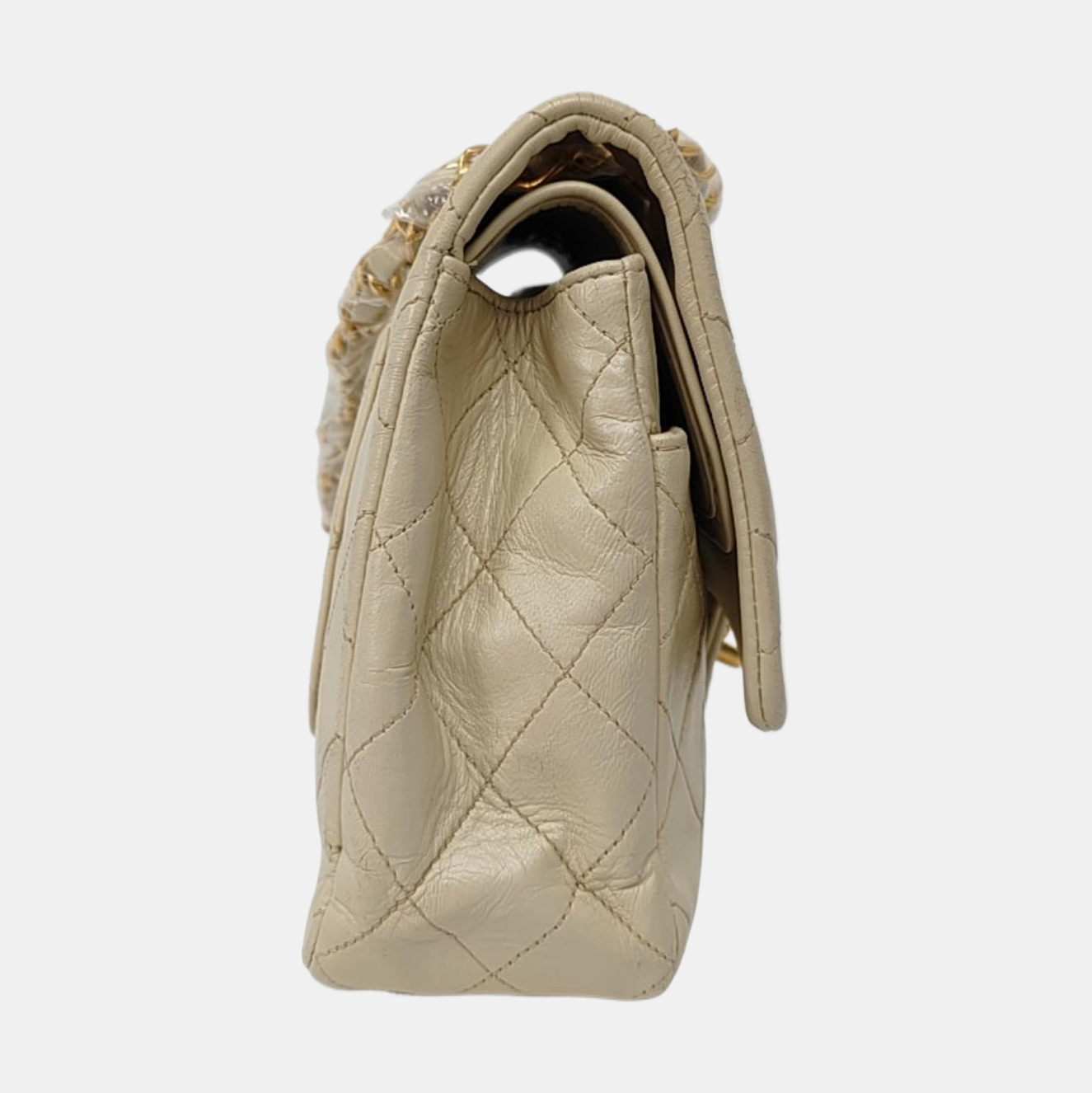 Chanel Classic Flap Light Lambskin Hardware Gold Beige Leather Handbag