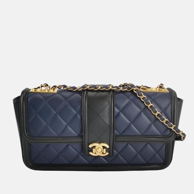 Chanel Elegant CC Flap Navy Quilted Black Shoulder Bag