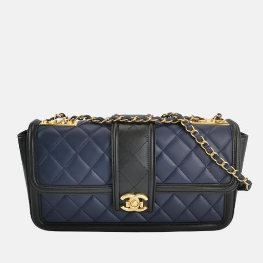 Chanel Elegant CC Flap Navy Quilted Black Shoulder Bag