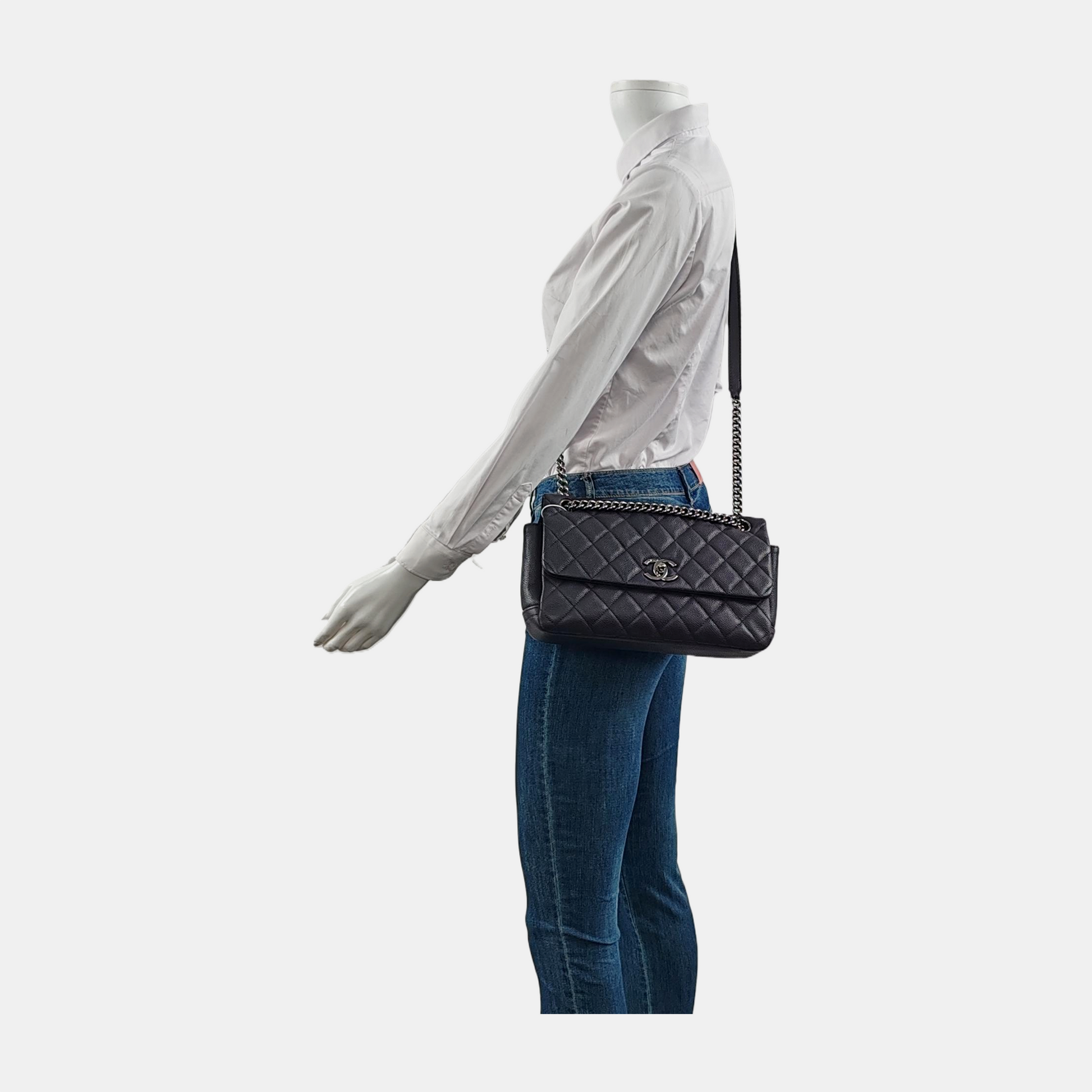 Chanel Single Flap Raisin Dark Purple Calfskin Silver Leather Shoulder Bag