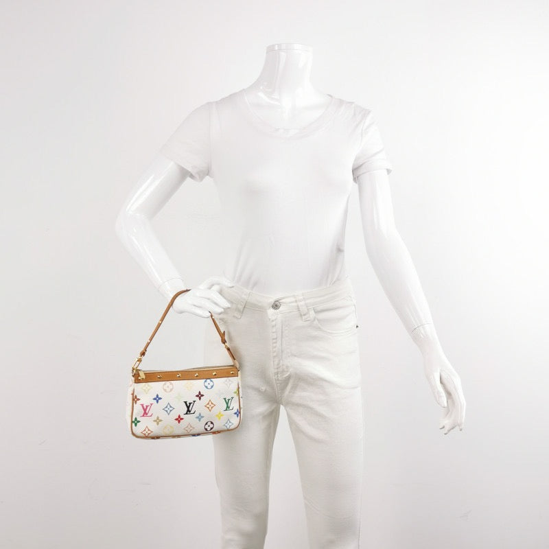 Louis Vuitton x Takashi Murakami Pochette Accessoire White Multicolor Clutch Bag