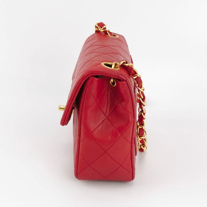 Chanel Classic Flap Square Lambskin 24k HW Red Gold Mini Bag