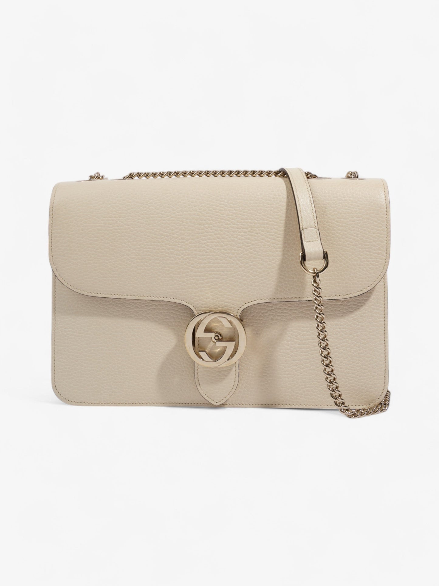Gucci Dollar Interlocking Ivory Calfskin Crossbody Bag Leather Medium