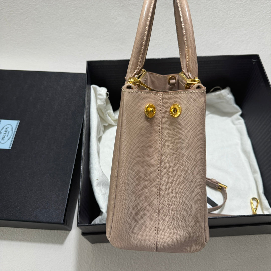 Prada Galleria Saffiano Light Handbag With Strap Leather Pink Travel Bag