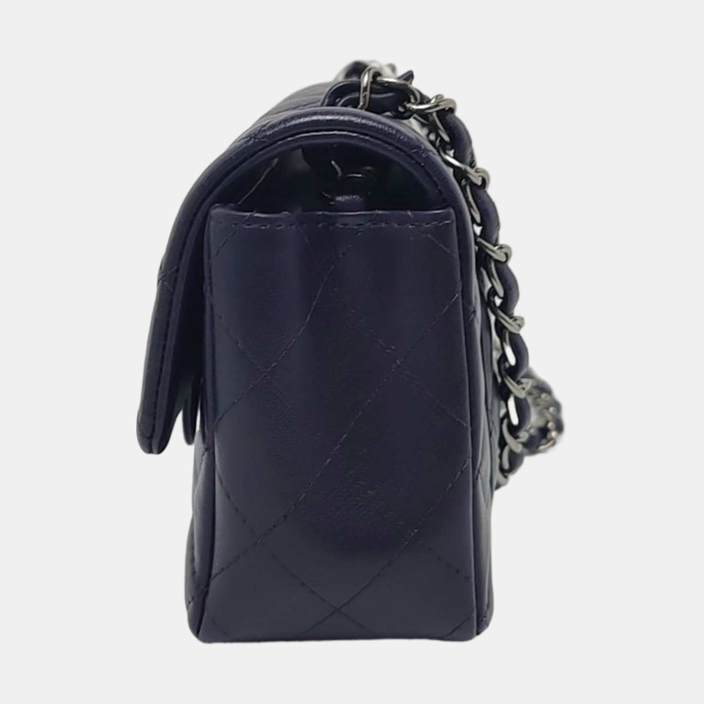 Chanel Classic Flap Rectangular Purple Lambskin Hardware Silver Mini Bag