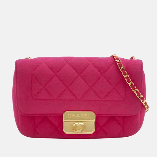 Chanel Chic Me Flap Cotton Cloth Fuchsia Pink Crossbody Bag