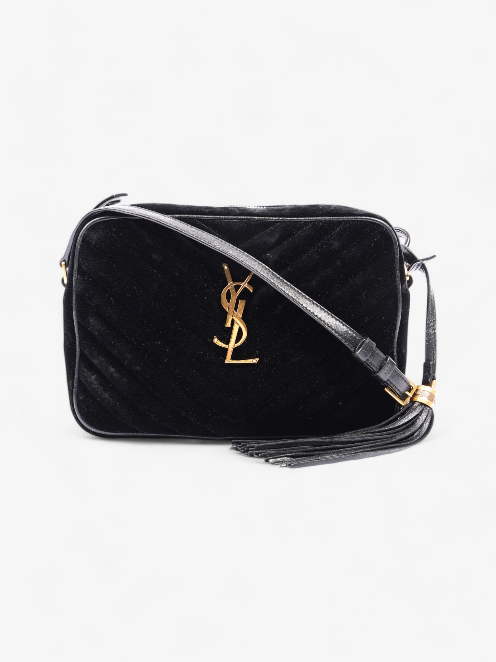 YSL Saint Laurent Lou Camera Bag Suede Black Crossbody Bag