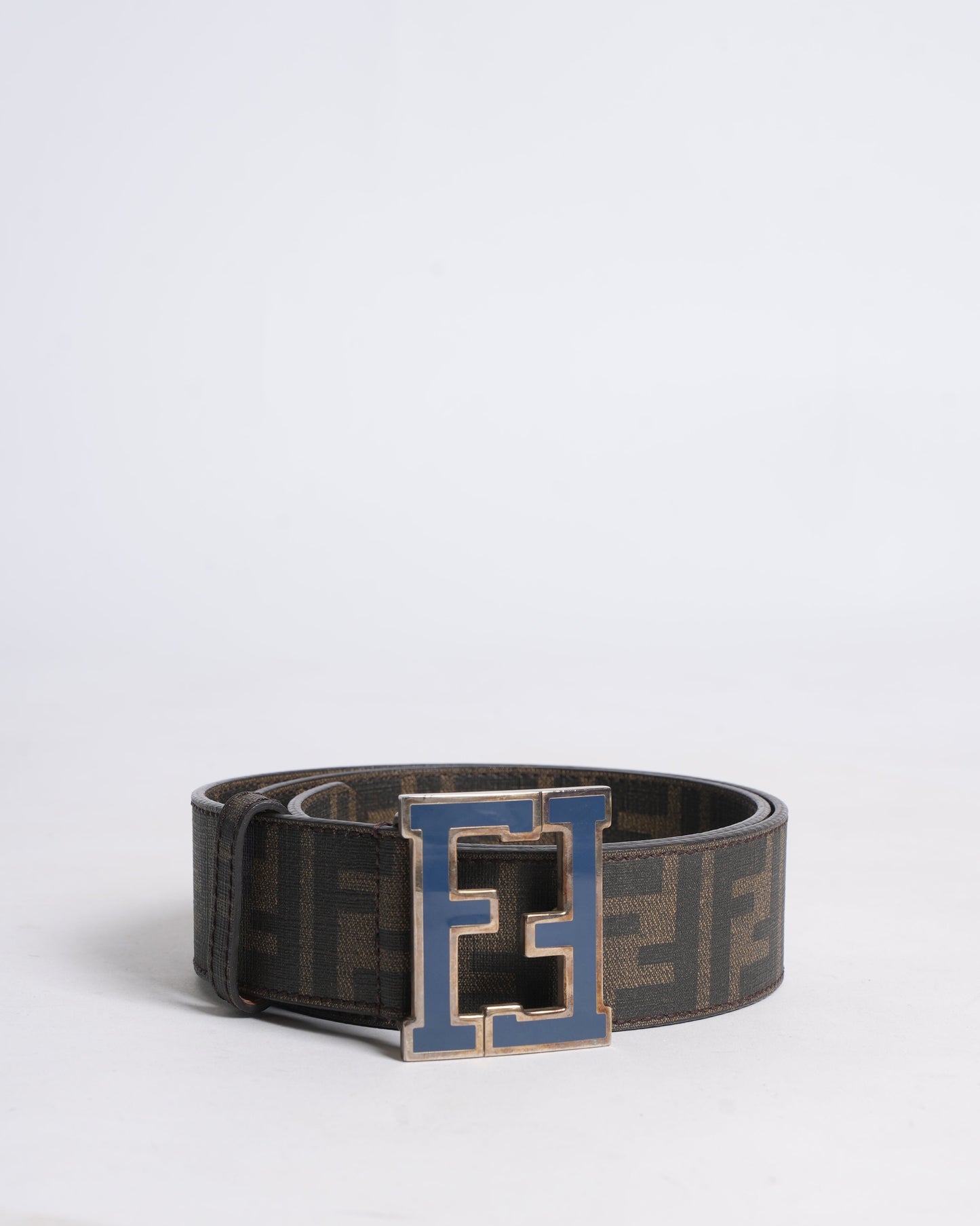 Fendi Handbag Men's Reversible Belt In WIth Buckle Canvas Monogram Blue