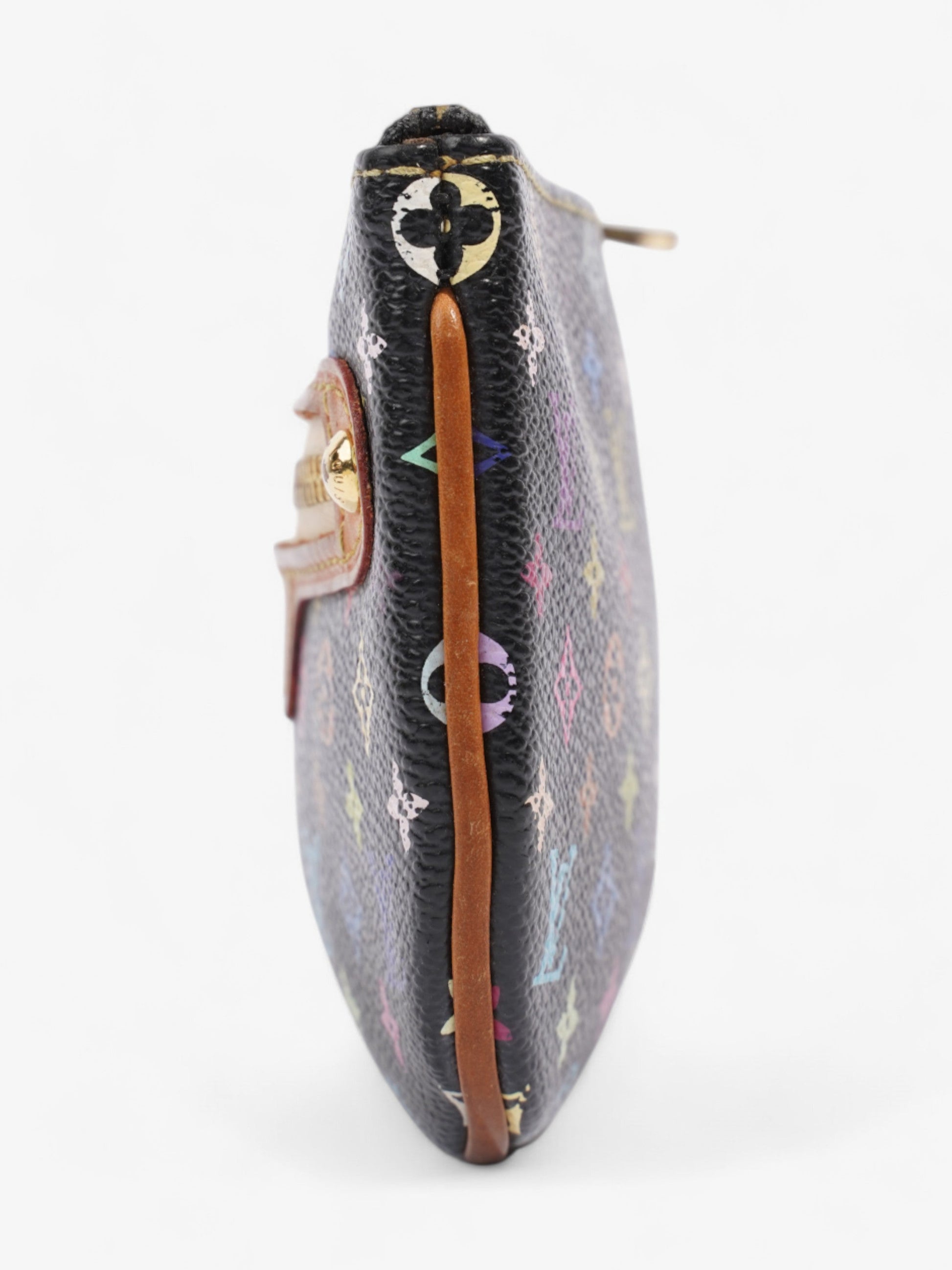 Louis Vuitton Murakami Pochette Coin Purse Multicolour Monogram Canvas Coated Canvas Black Wallet Case