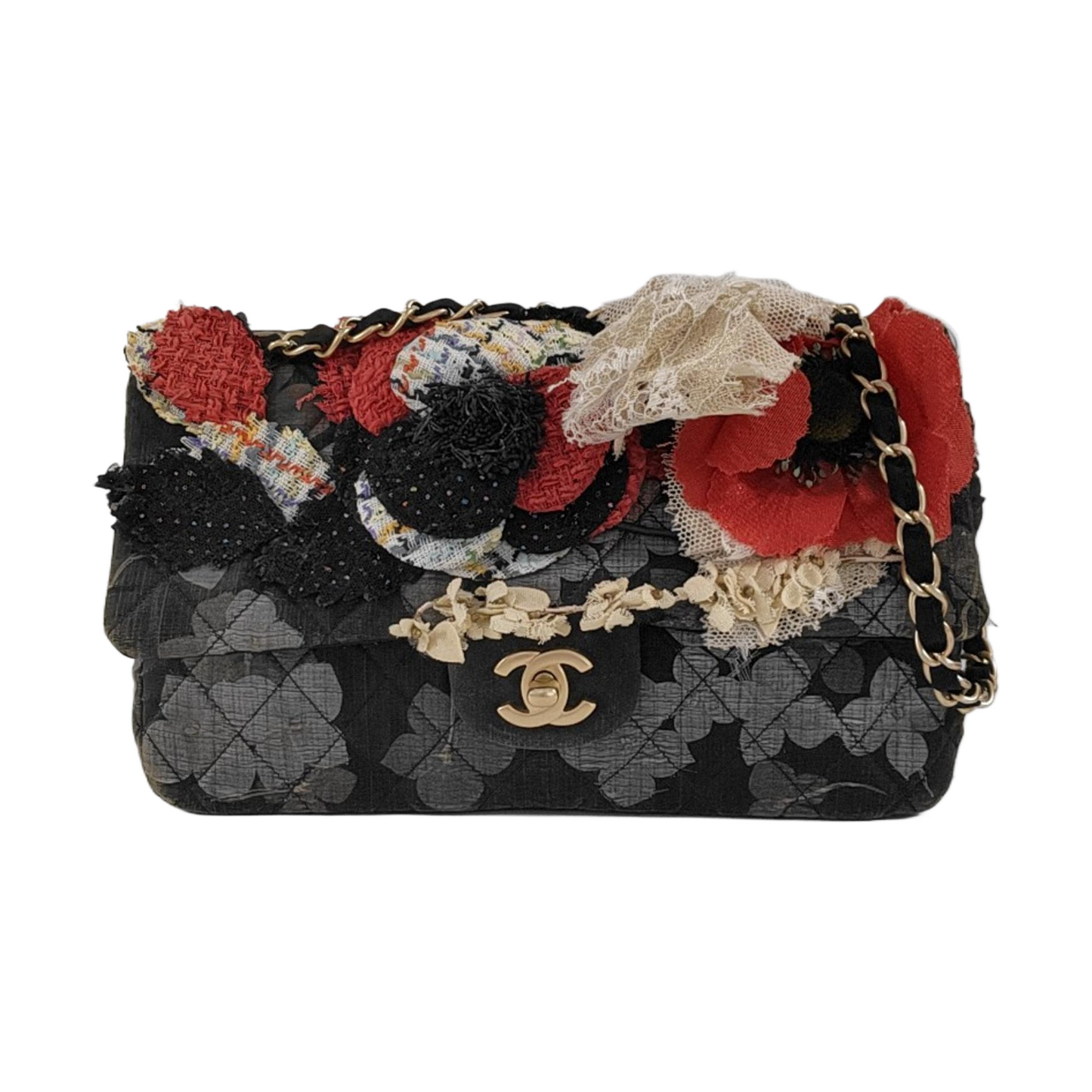 Chanel Classic Flap Runway Limited Edition Floral Grey Handbag