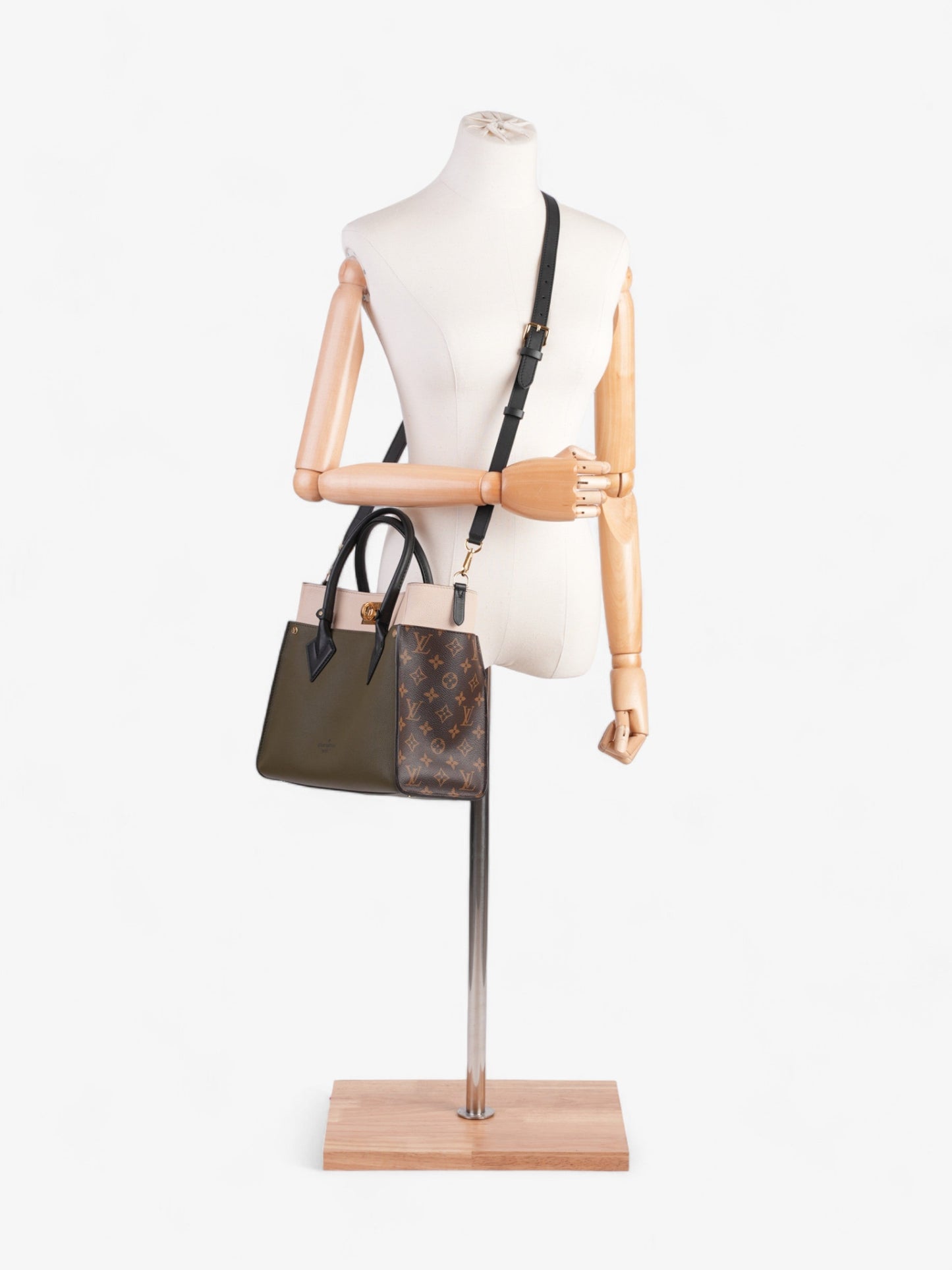 Louis Vuitton On My Side Olive Cream Monogram Leather Green Handbag