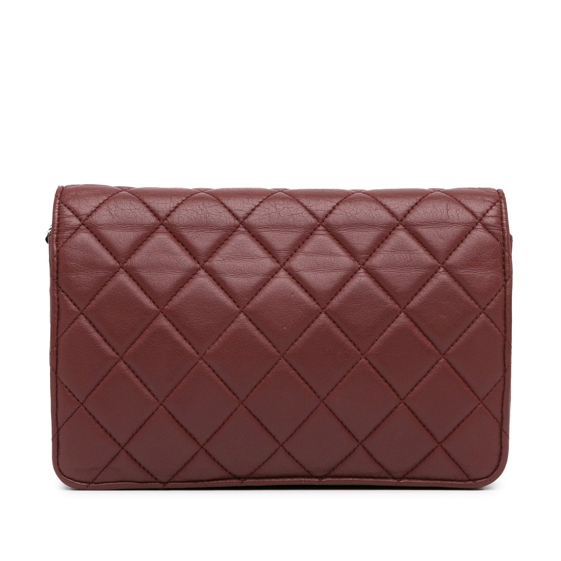 Red Chanel Classic Lambskin Wallet on Chain Crossbody Bag