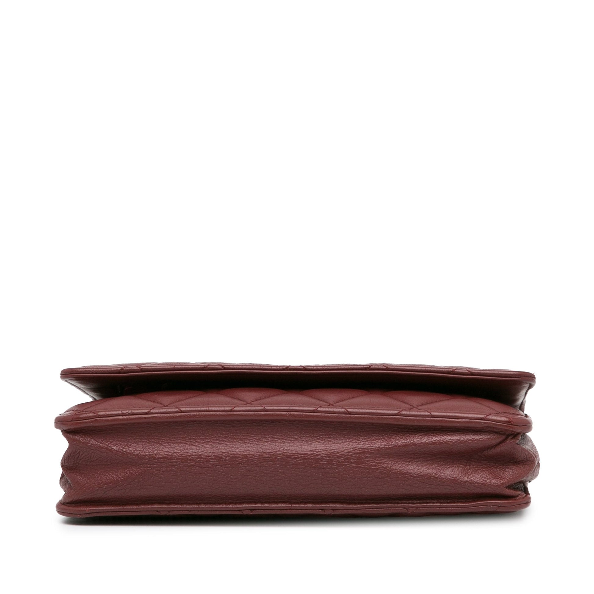 Red Chanel Classic Lambskin Wallet on Chain Crossbody Bag