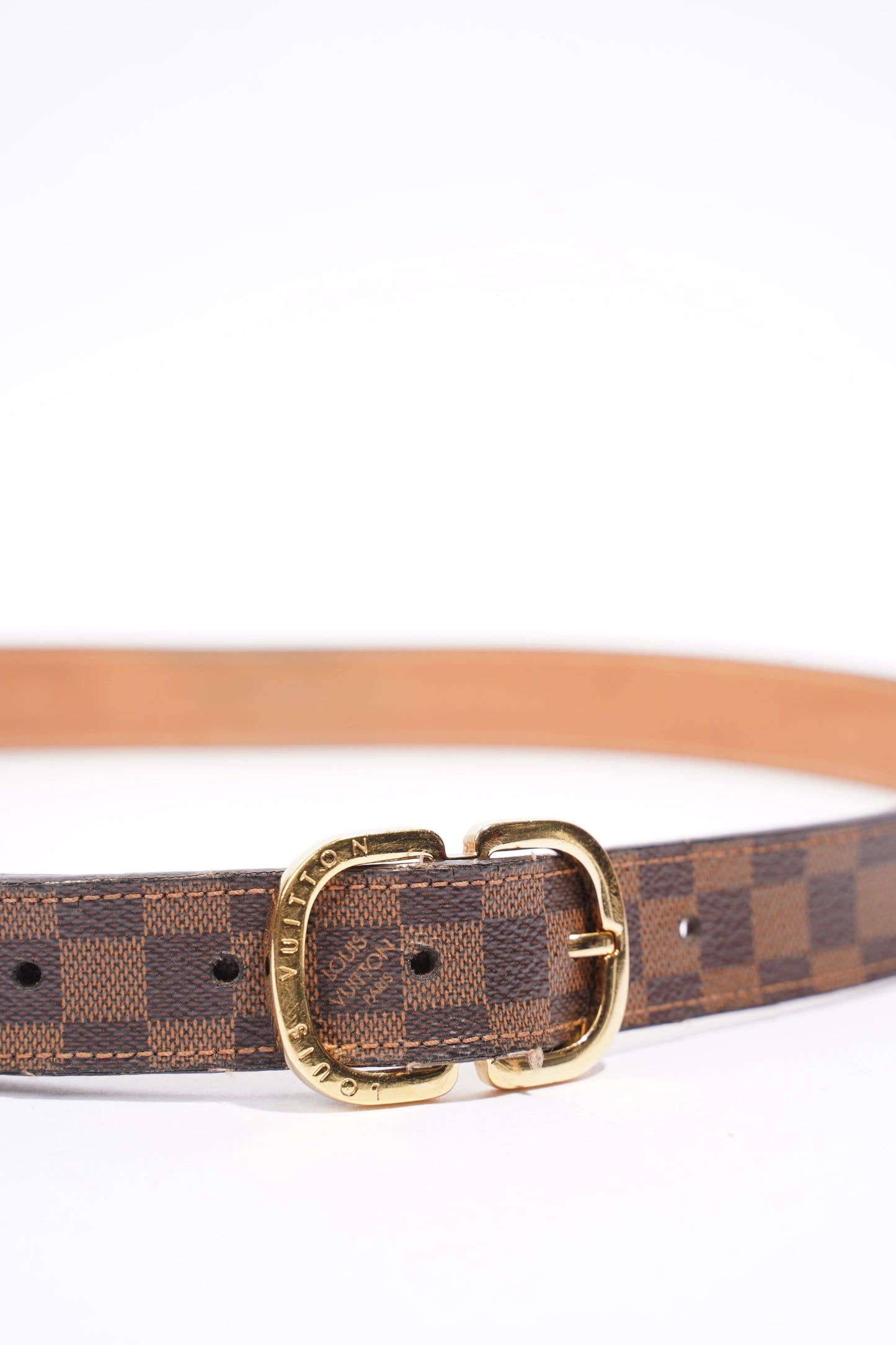 Louis Vuitton Trunk Buckle Belt Ebene Coated 80cm Canvas Coated Canvas Damier Apparel