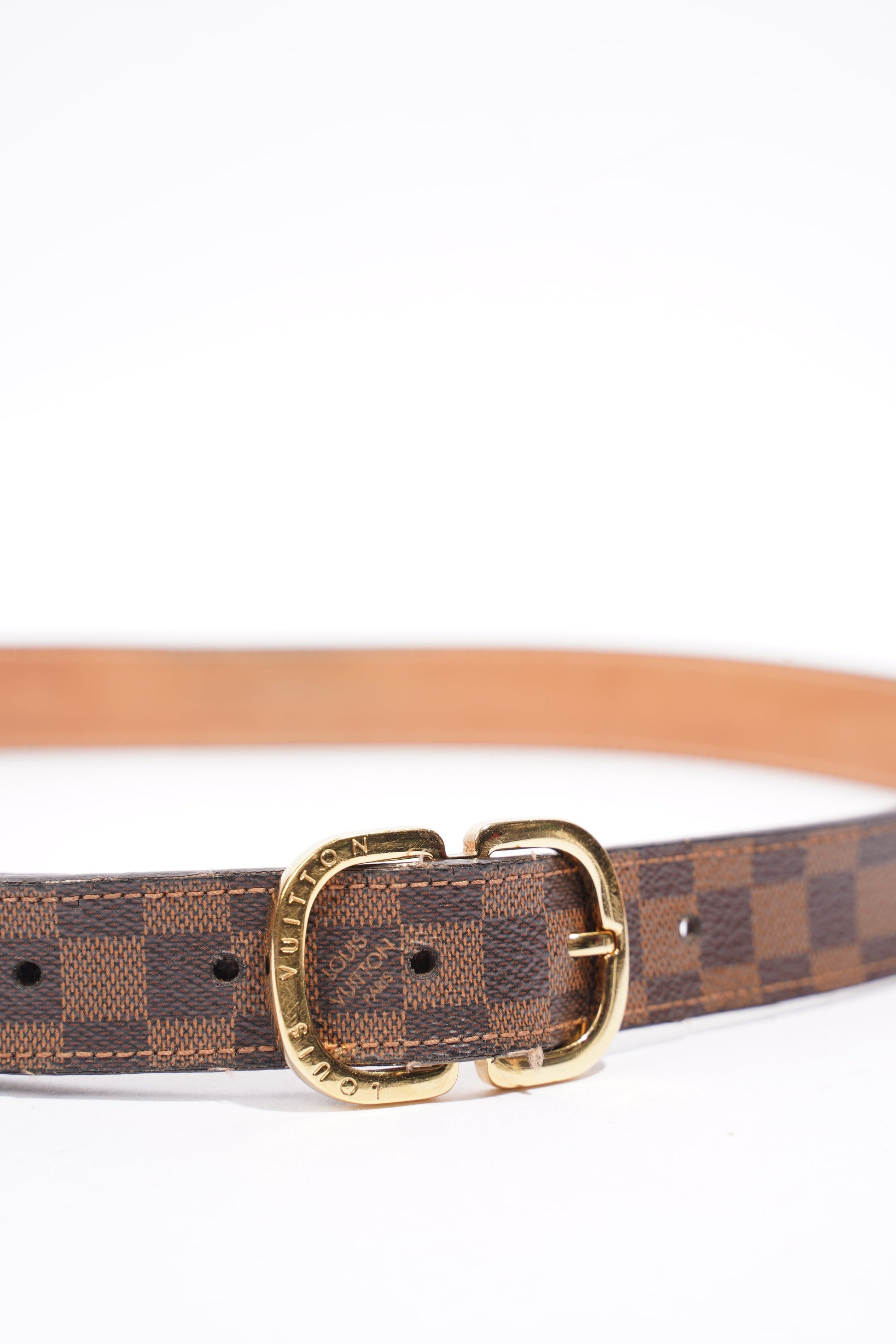 Louis Vuitton Trunk Buckle Belt Ebene Coated 80cm Canvas Coated Canvas Damier Apparel