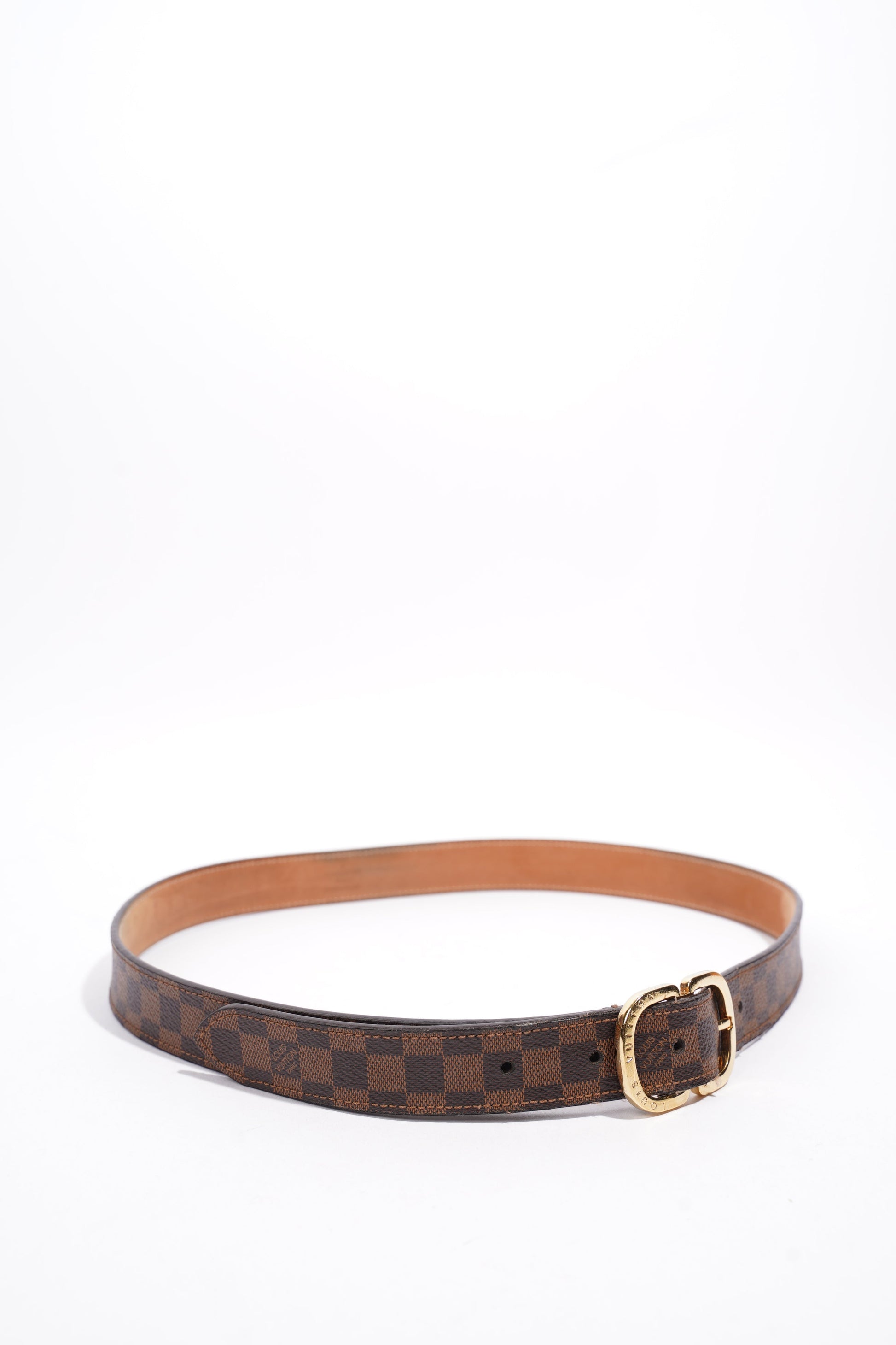 Louis Vuitton Trunk Buckle Belt Ebene Coated 80cm Canvas Coated Canvas Damier Apparel