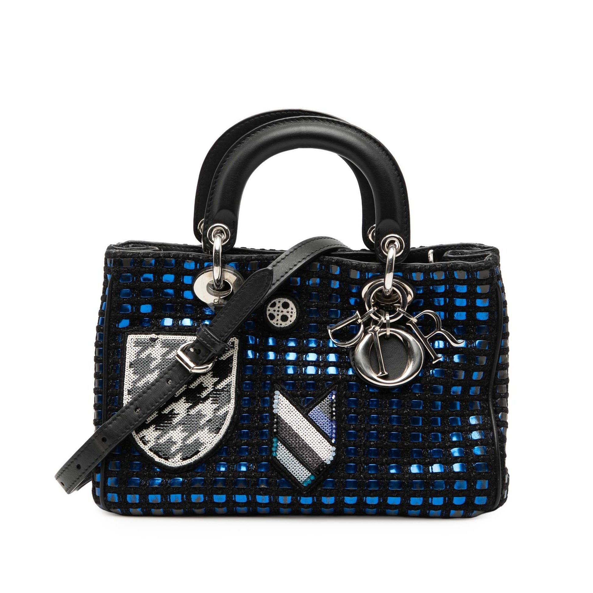 Dior Handbag Tweed Patch issimo Tote Satchel Blue Small Satchel Bag