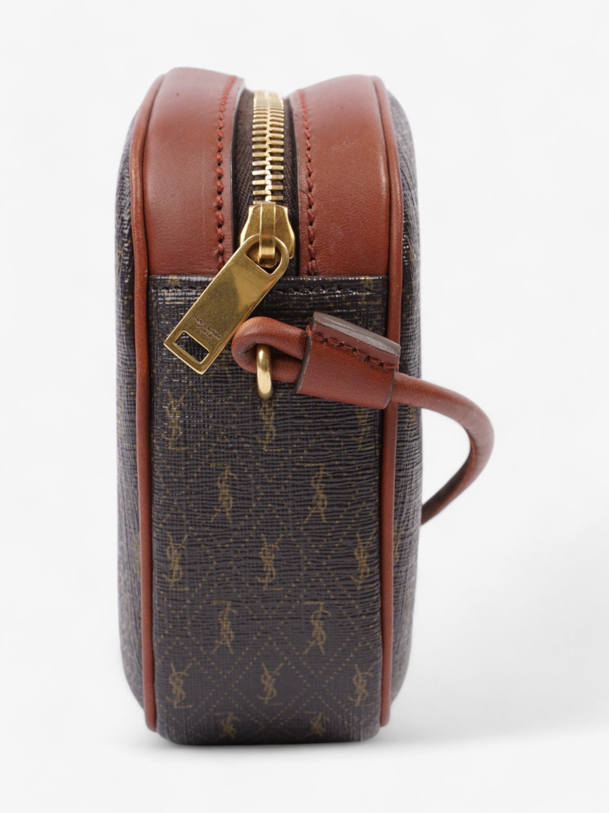 YSL Saint Laurent Le Monogramme Camera Coated Crossbody Bag Canvas Brown