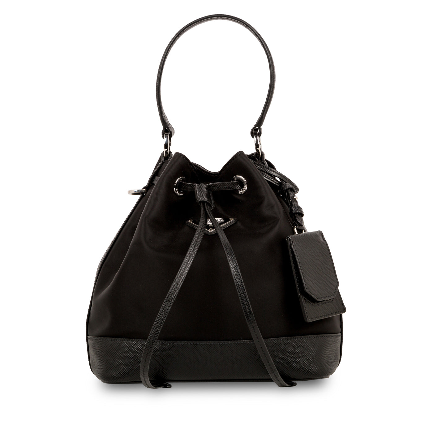 Prada Prada Nylon Saffiano Leather Bucket Bag