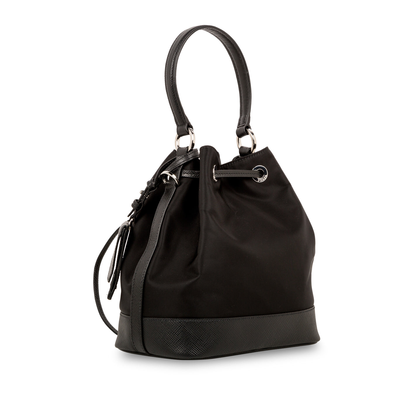 Prada Prada Nylon Saffiano Leather Bucket Bag