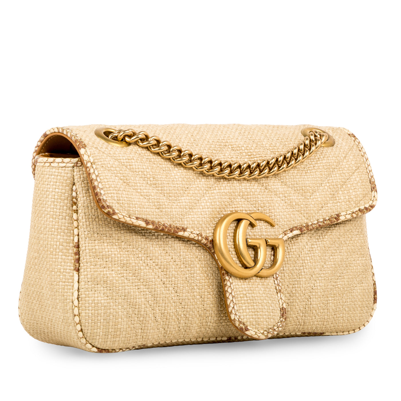 Gucci Marmont Bag And Python Raffia Small Shoulder Bag