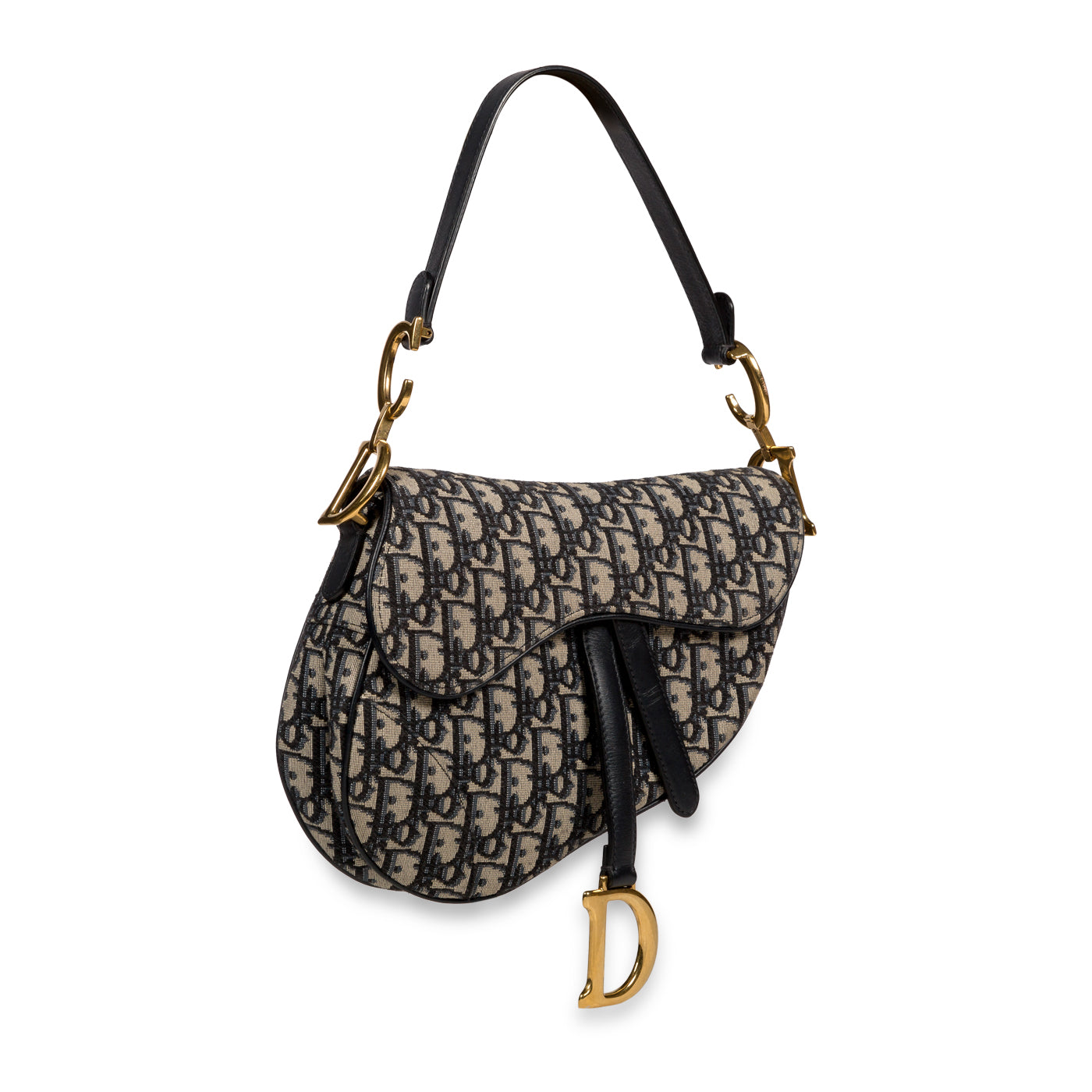 Dior Christian Saddle Bag With Strap Embroidered Shoulder Bag