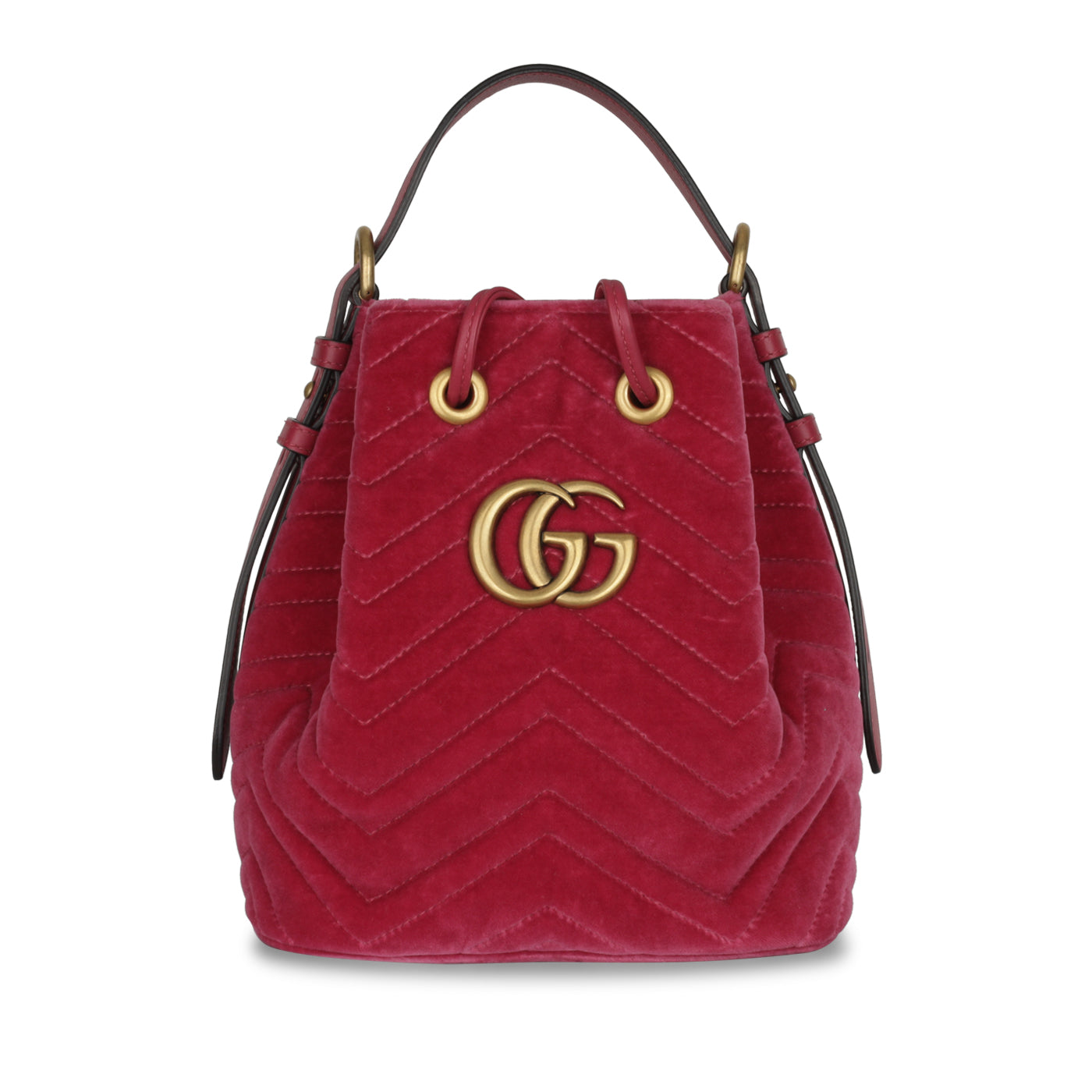 Gucci Marmont Velvet Pink Bucket Shoulder Bag
