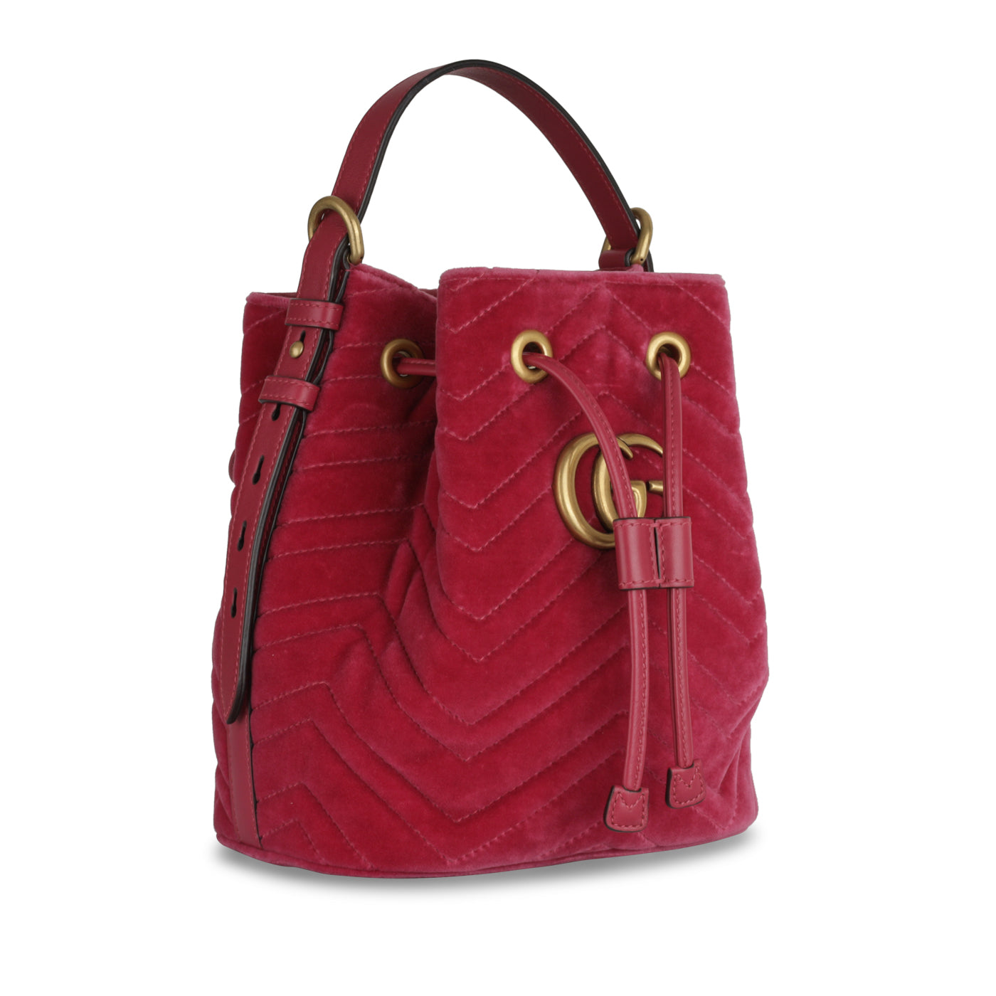Gucci Marmont Velvet Pink Bucket Shoulder Bag