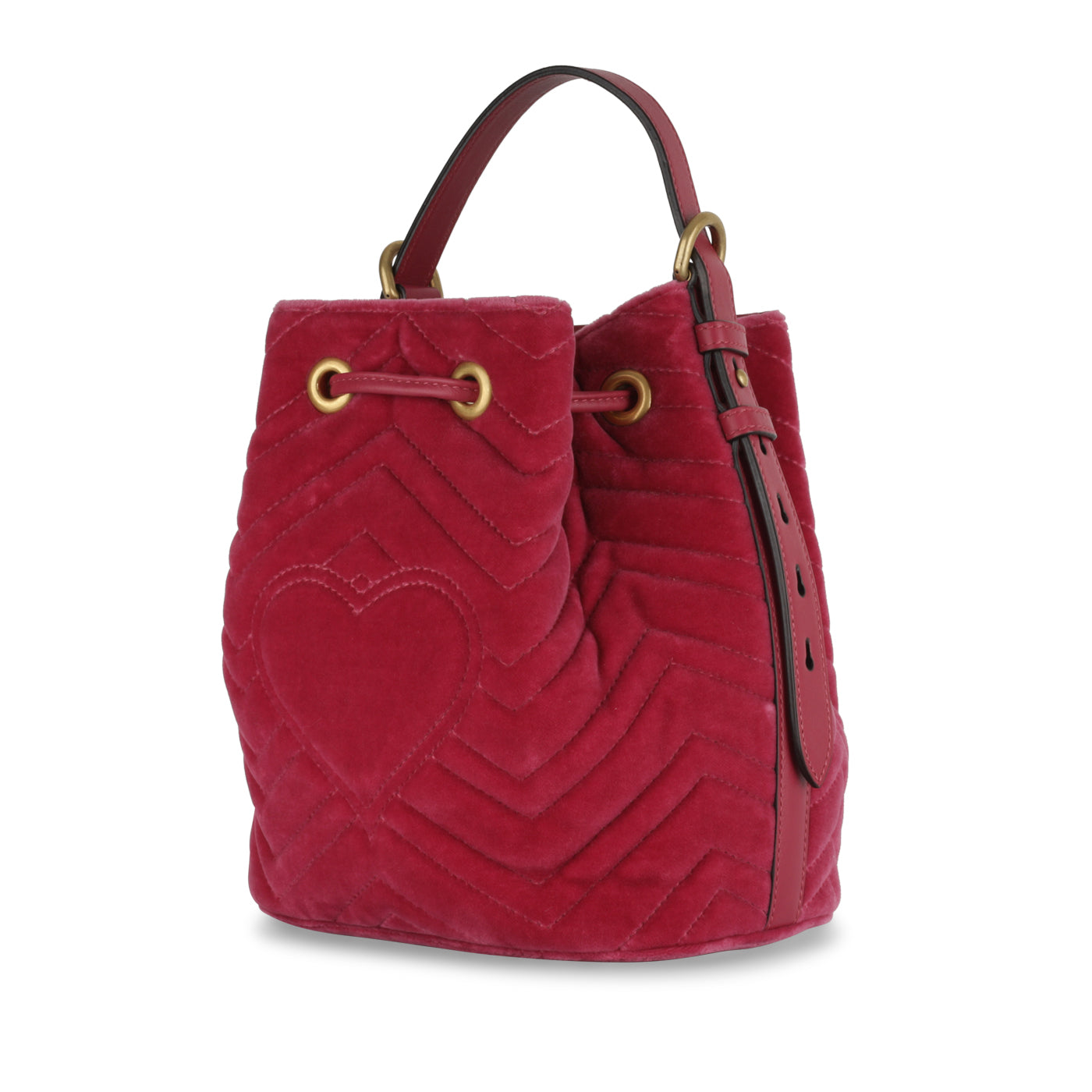 Gucci Marmont Velvet Pink Bucket Shoulder Bag