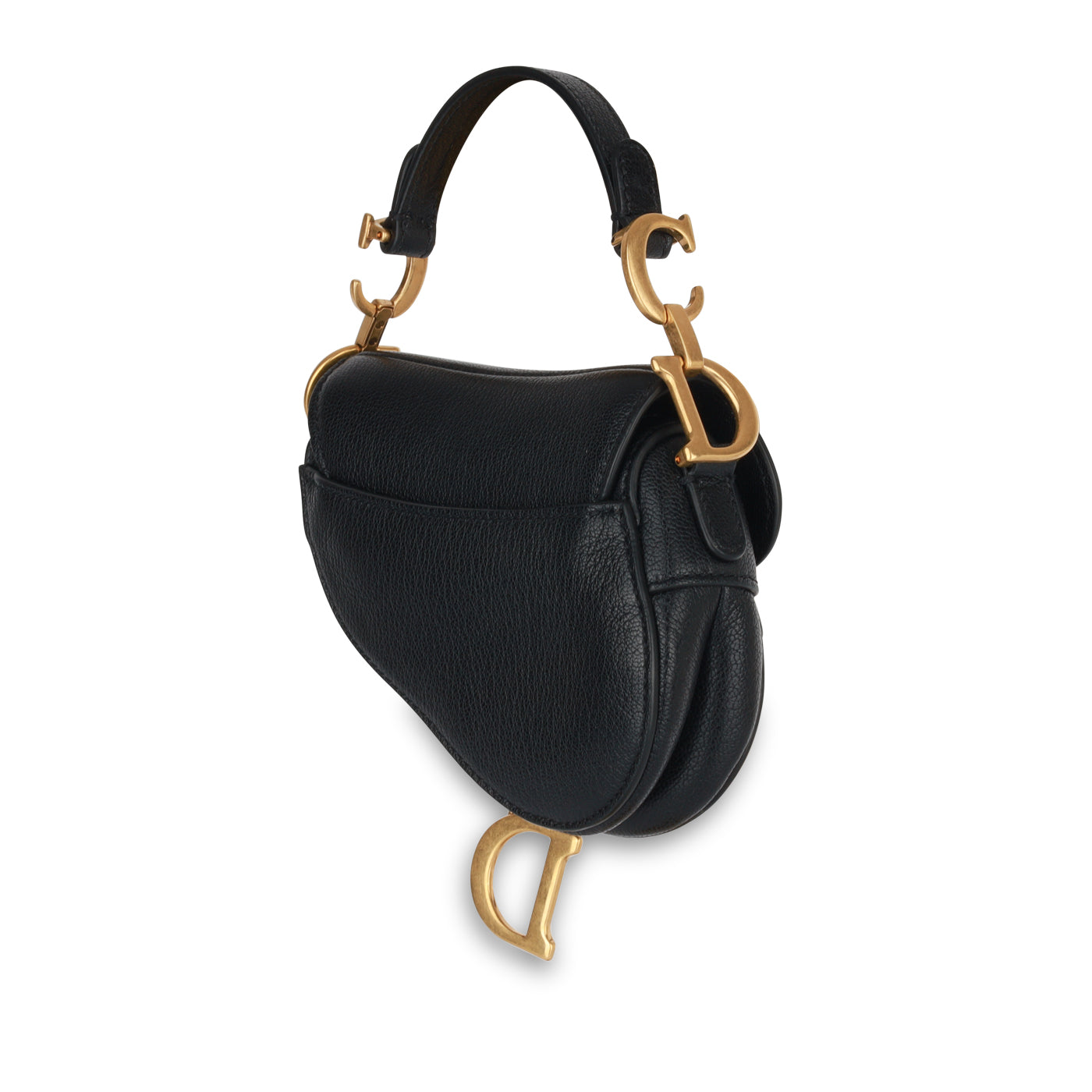 Dior Christian Saddle Bag Micro Shoulder Bag Black Goatskin Ghw