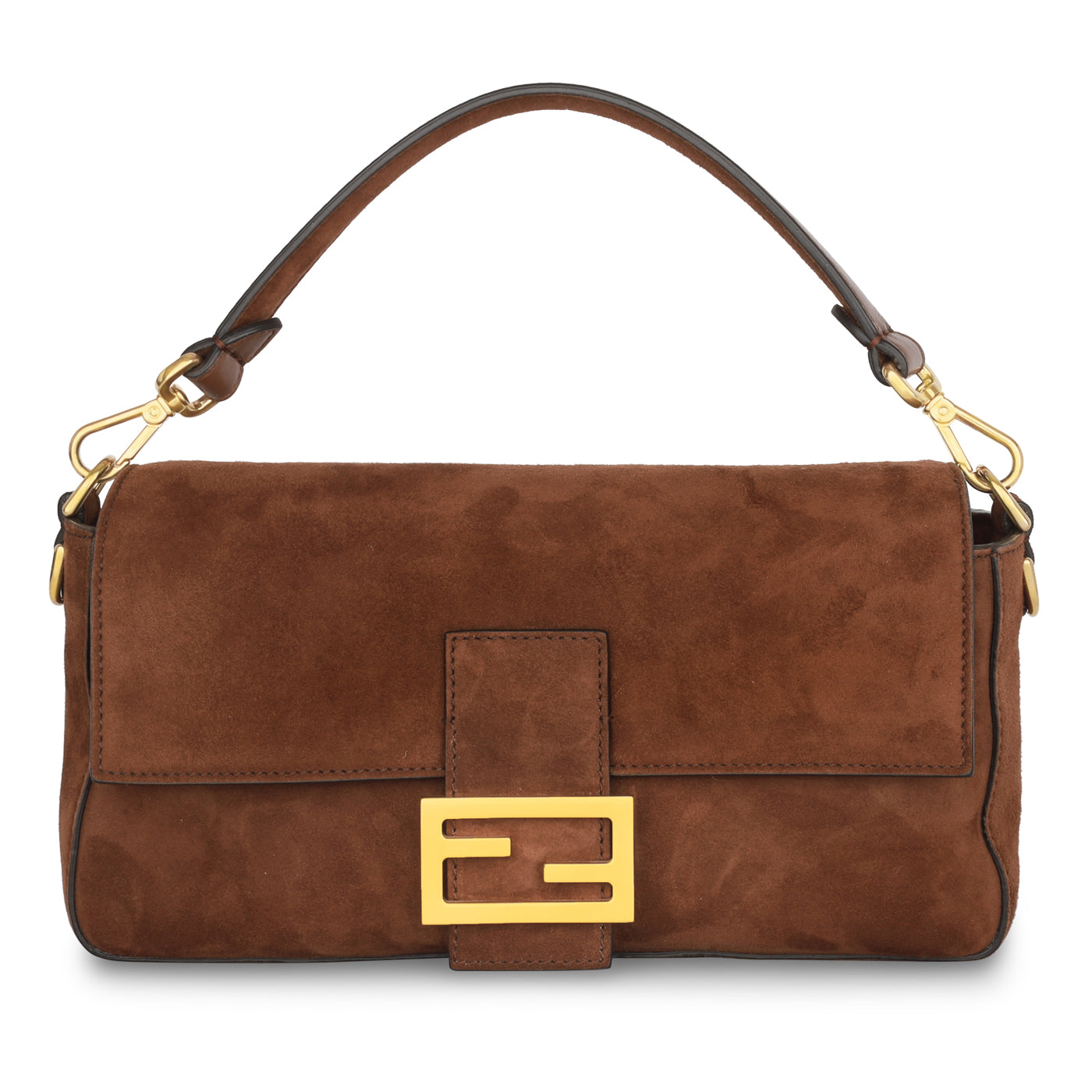 Fendi Baguette Bag Medium Shoulder Bag Brown Suede Ghw