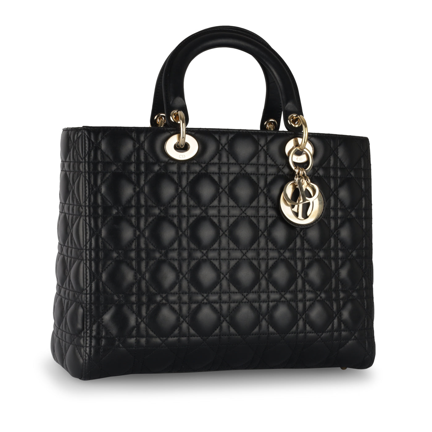 Dior Christian Lady Shoulder Bag Large Black Lambskin Cghw