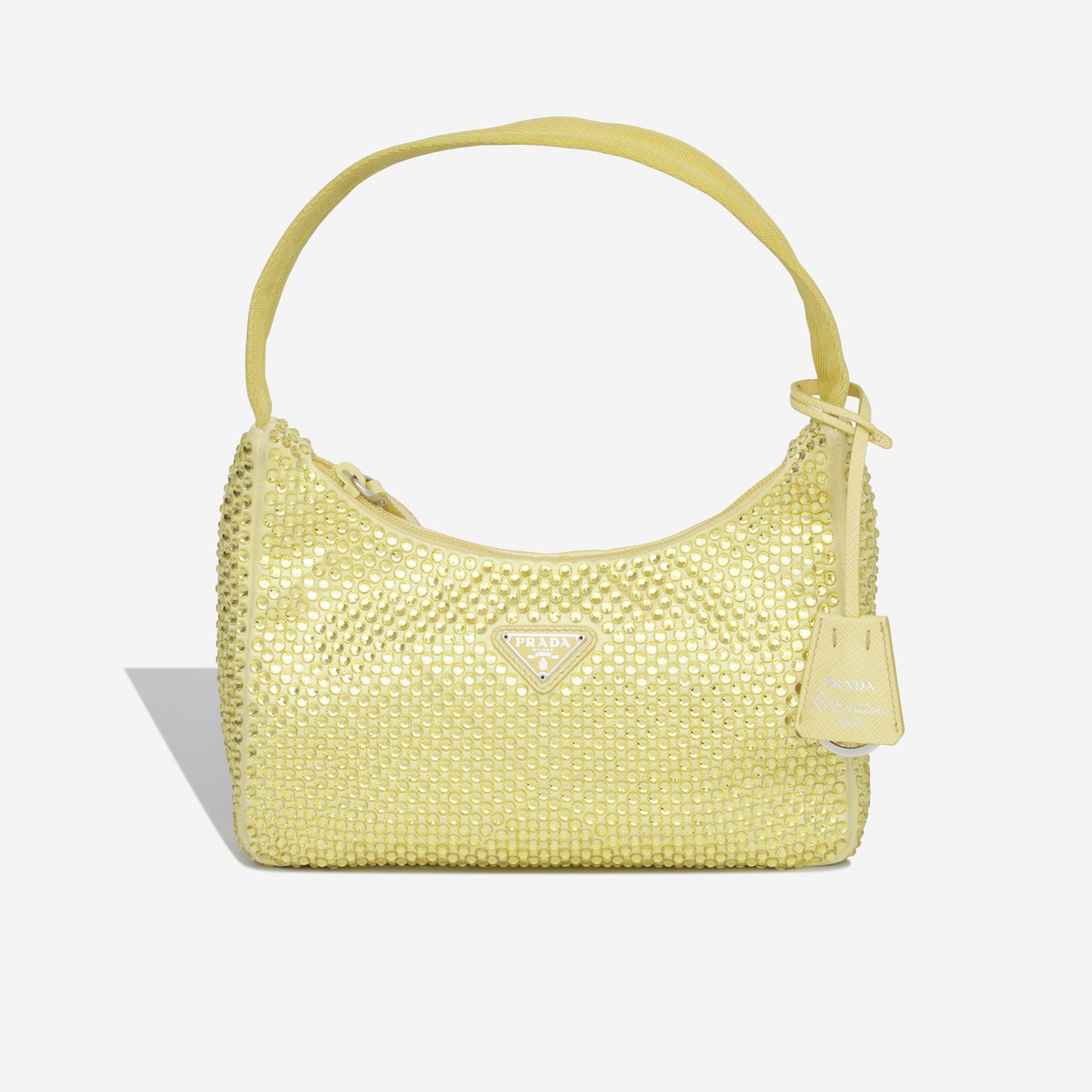 Prada Bag With Crystals Satin Mini Shoulder Bag Pinapple Pastel Silver