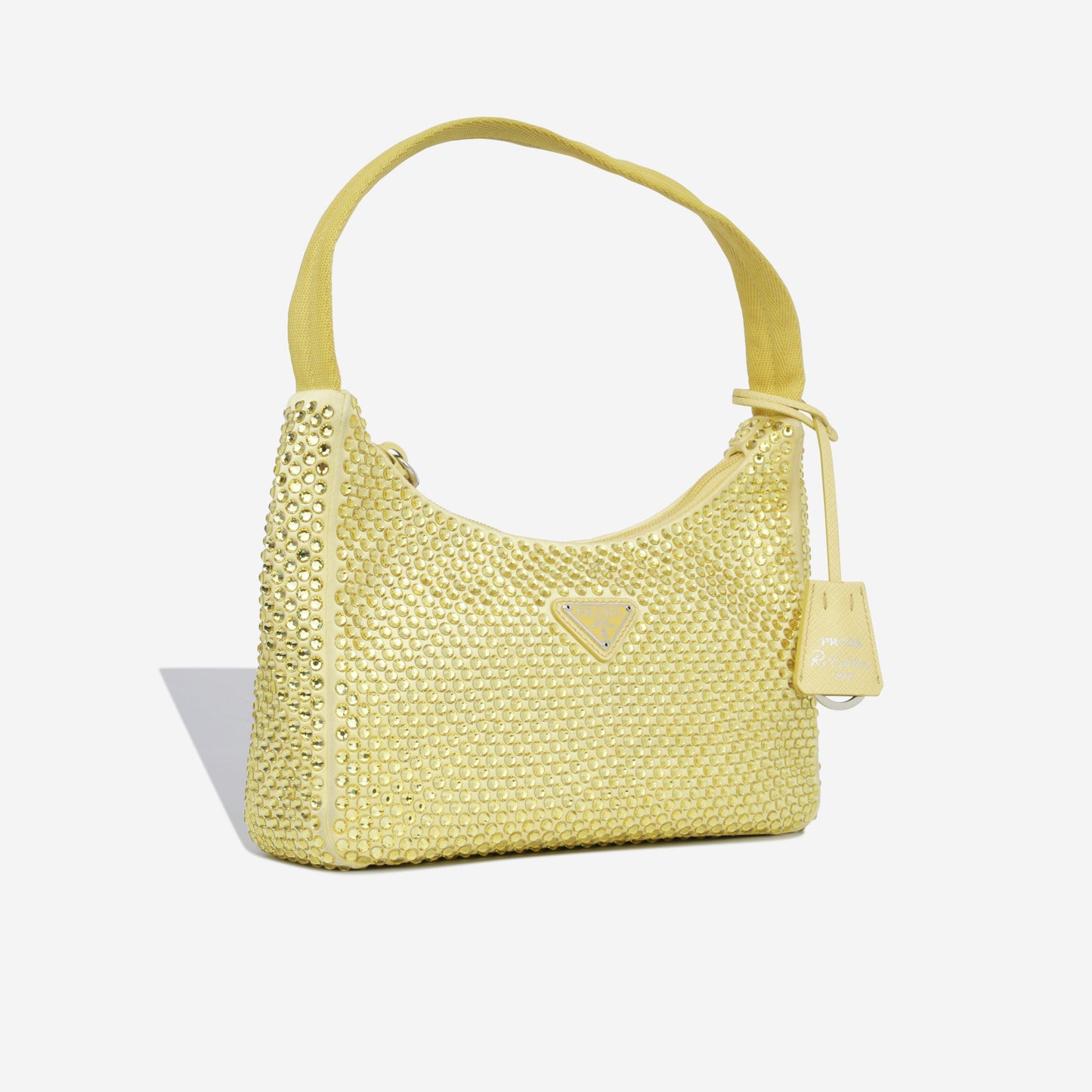 Prada Bag With Crystals Satin Mini Shoulder Bag Pinapple Pastel Silver