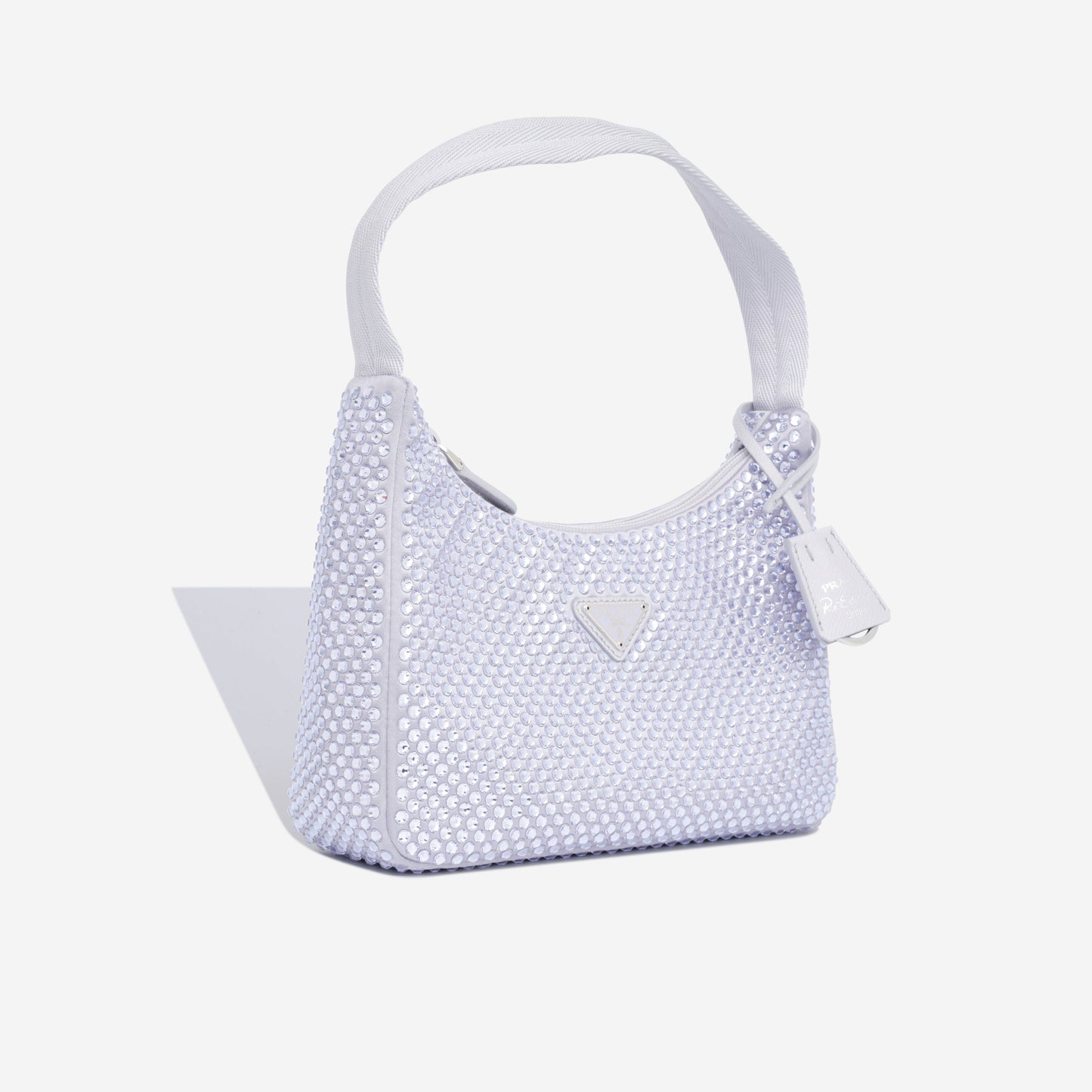 Prada Bag With Crystals Satin Mini Shoulder Bag Purple Shw Pastel