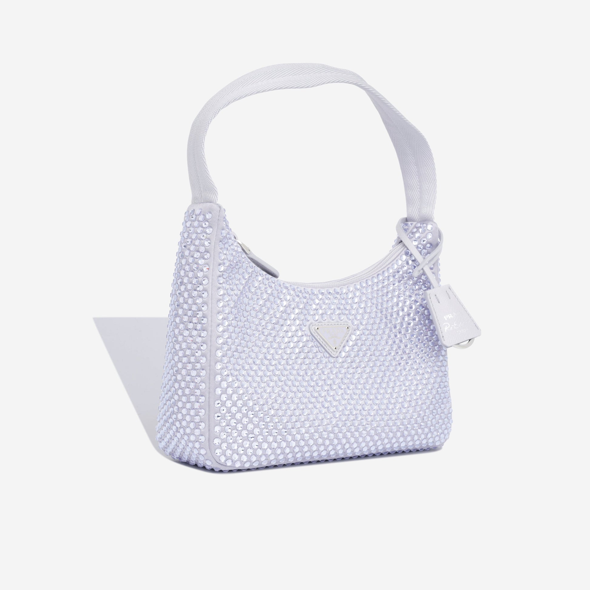 Prada Bag With Crystals Satin Mini Shoulder Bag Purple Shw Pastel