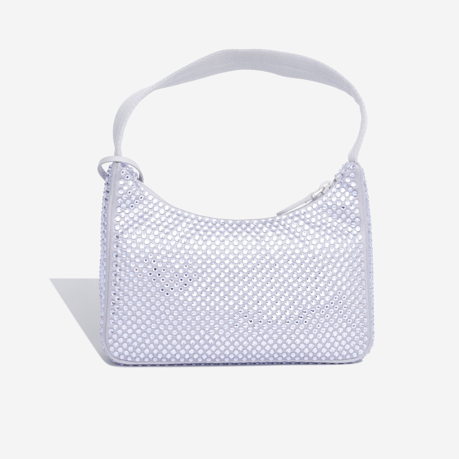 Prada Bag With Crystals Satin Mini Shoulder Bag Purple Shw Pastel