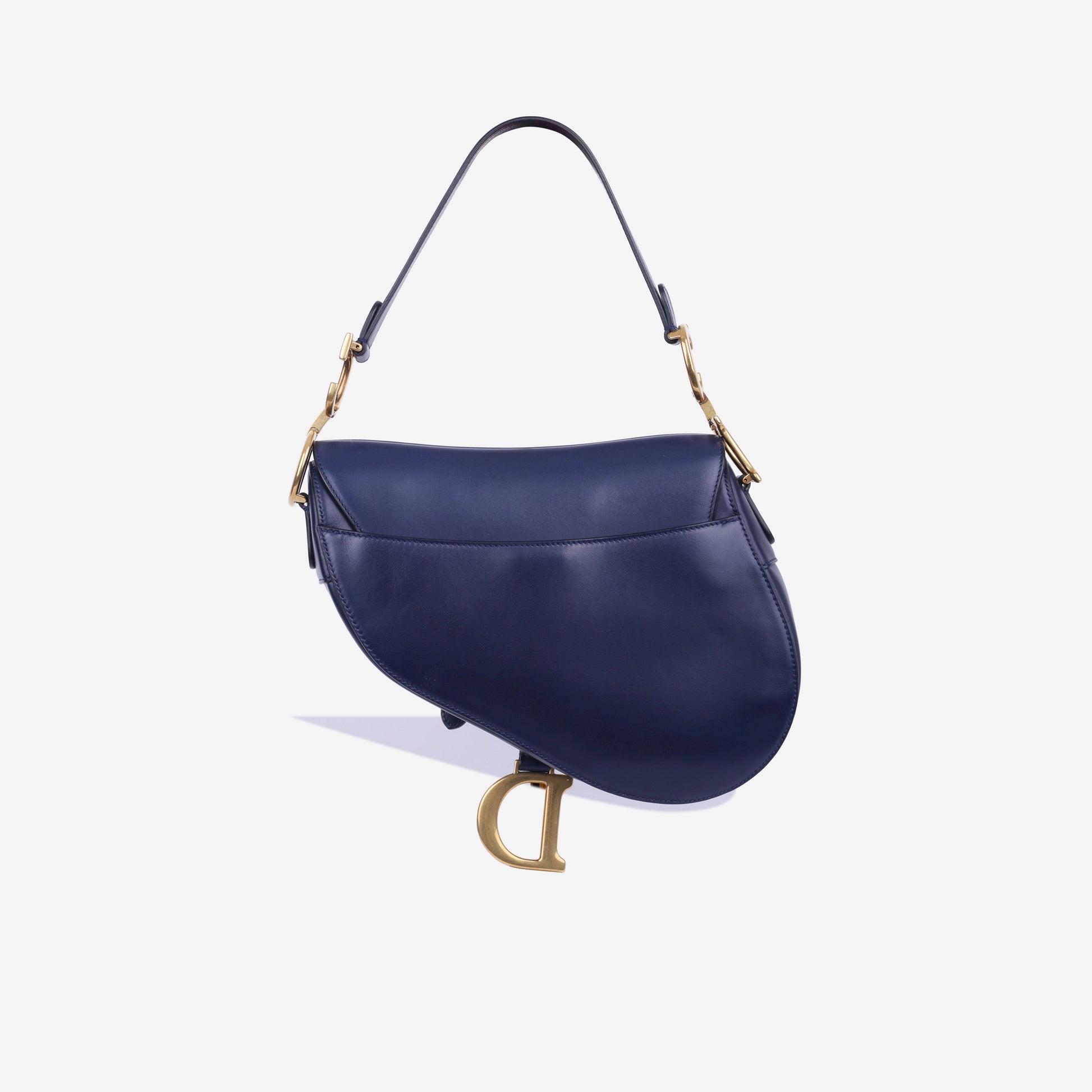 Dior Christian Saddle Bag Medium Shoulder Bag Navy Calfskin Ghw