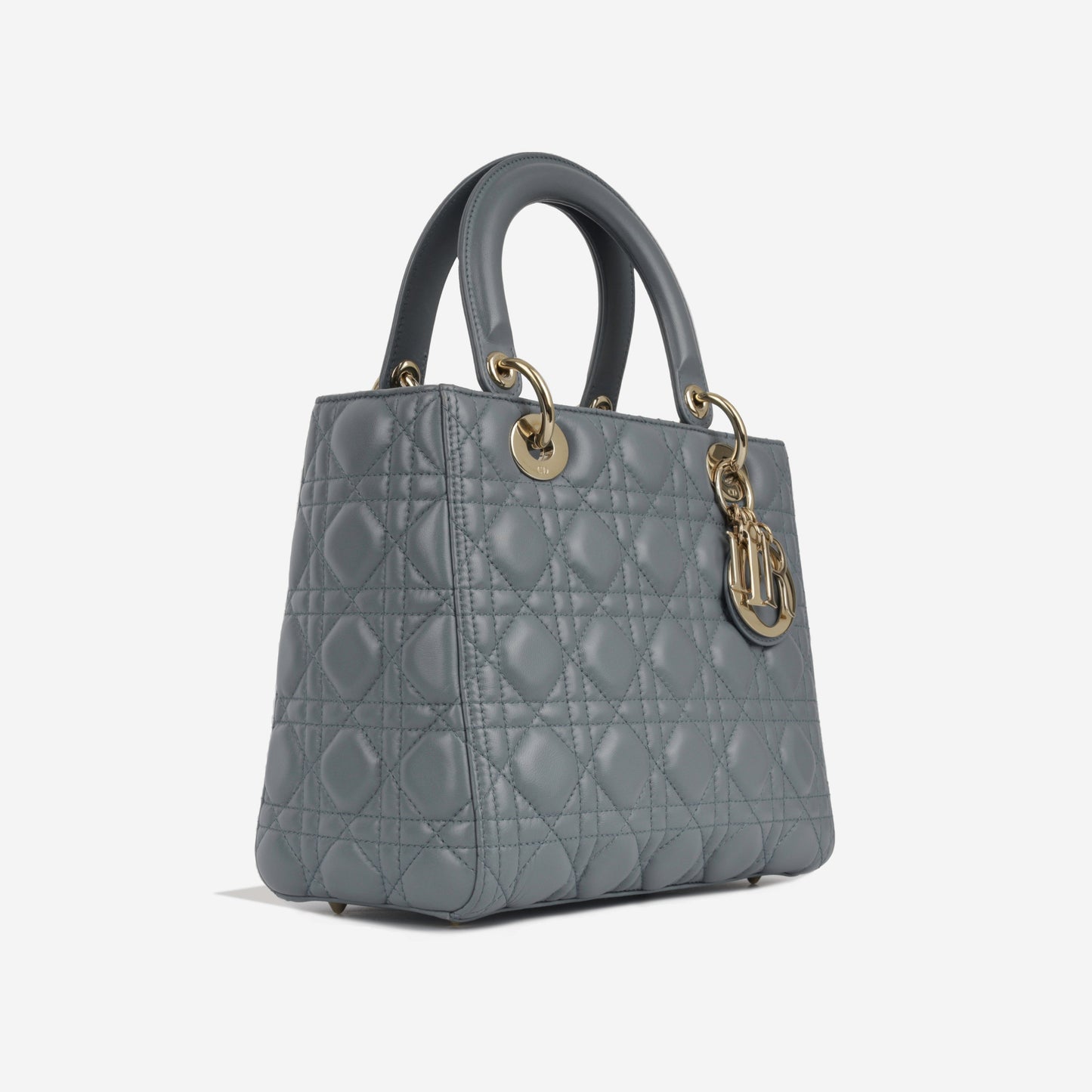 Dior Christian Lady Tote Bag Medium Cghw Champagne Gold