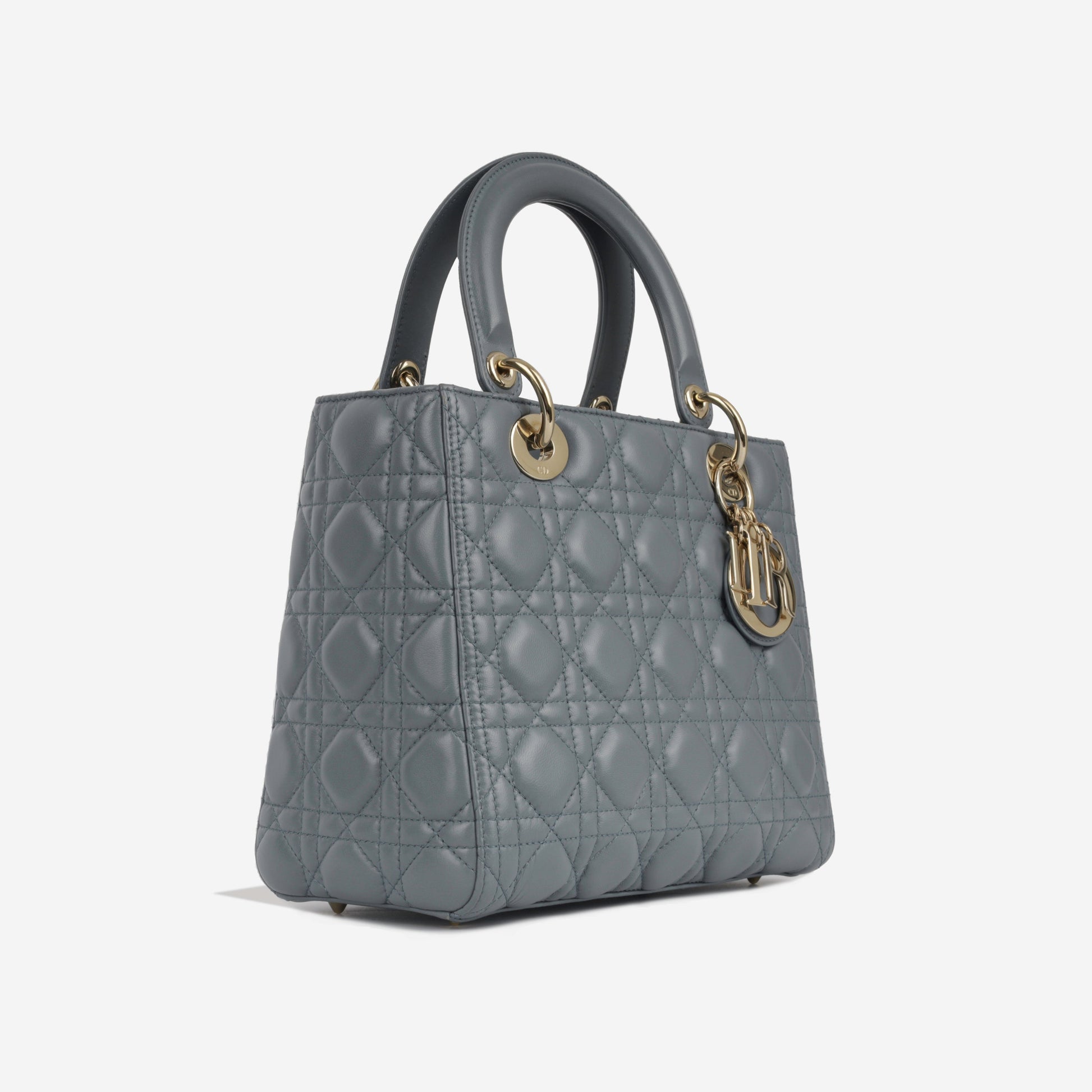 Dior Christian Lady Tote Bag Medium Cghw Champagne Gold