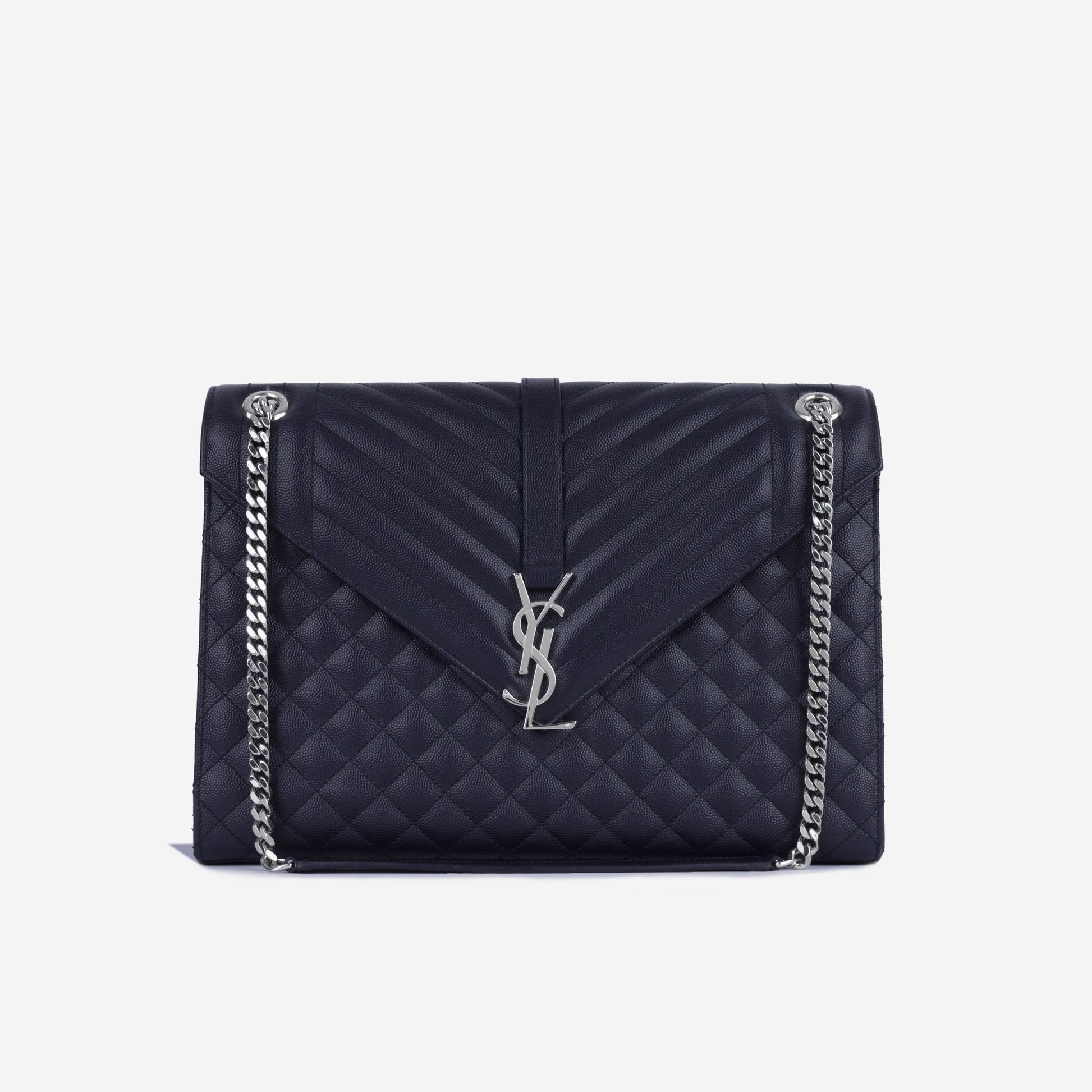 YSL Saint Laurent Envelope Bag Large Crossbody Bag Grained Calfskin Shw