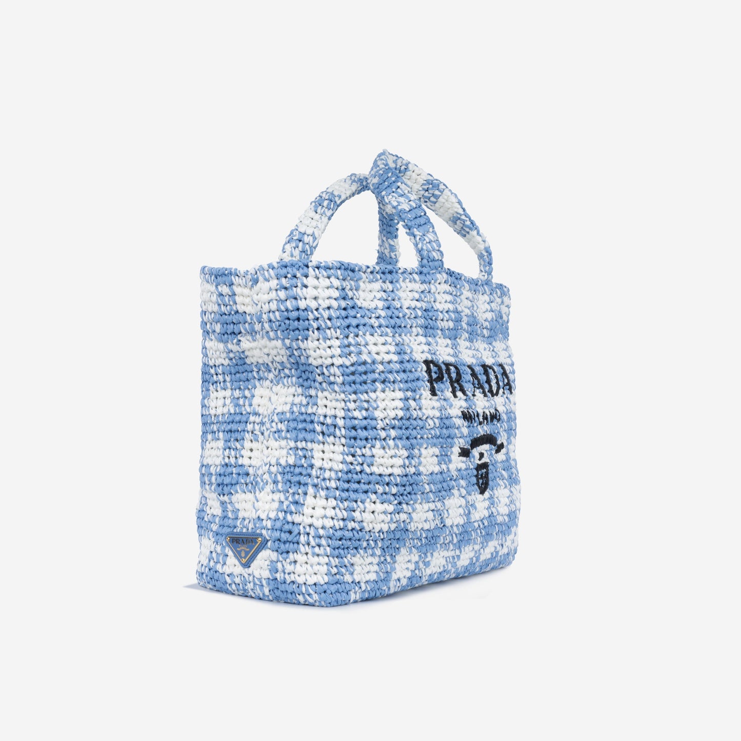 Prada Check Crochet Tote Bag Large Crossbody Bag