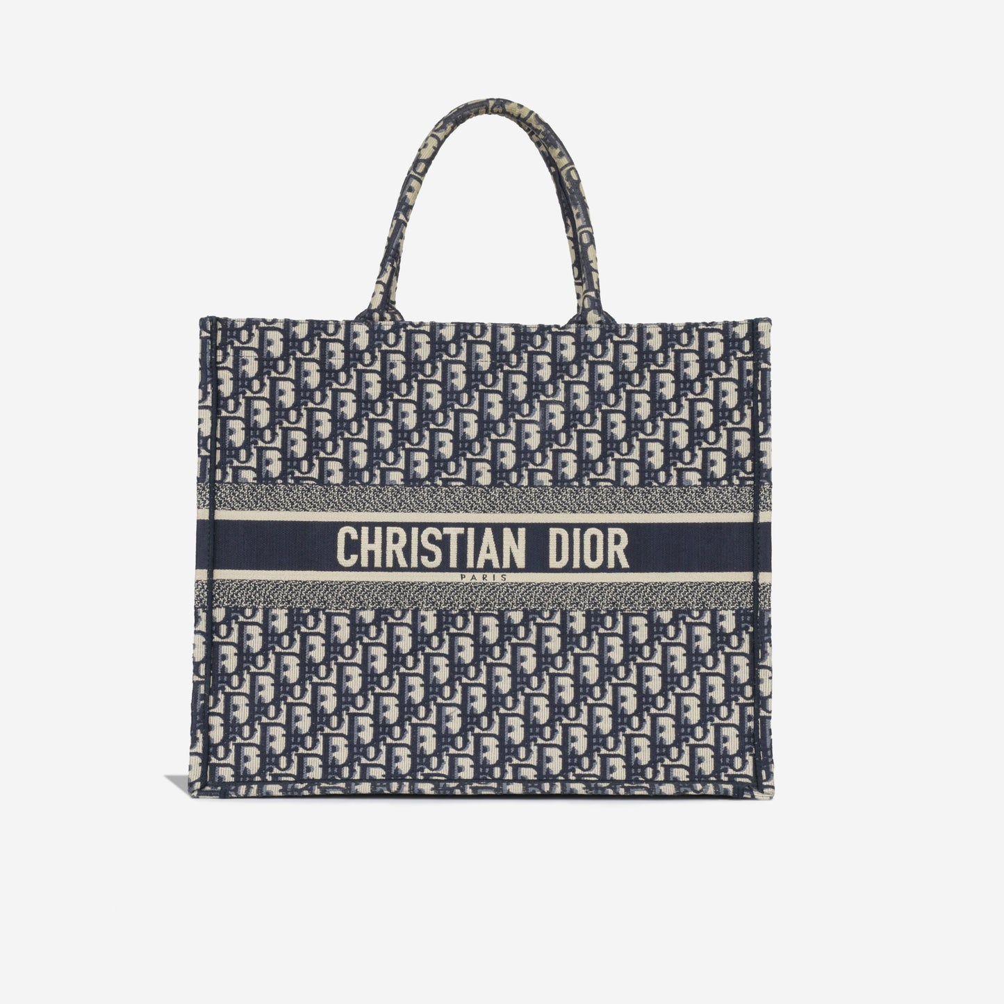 Dior Christian Book Tote Large Tote Bag Canvas Navy Excellent
