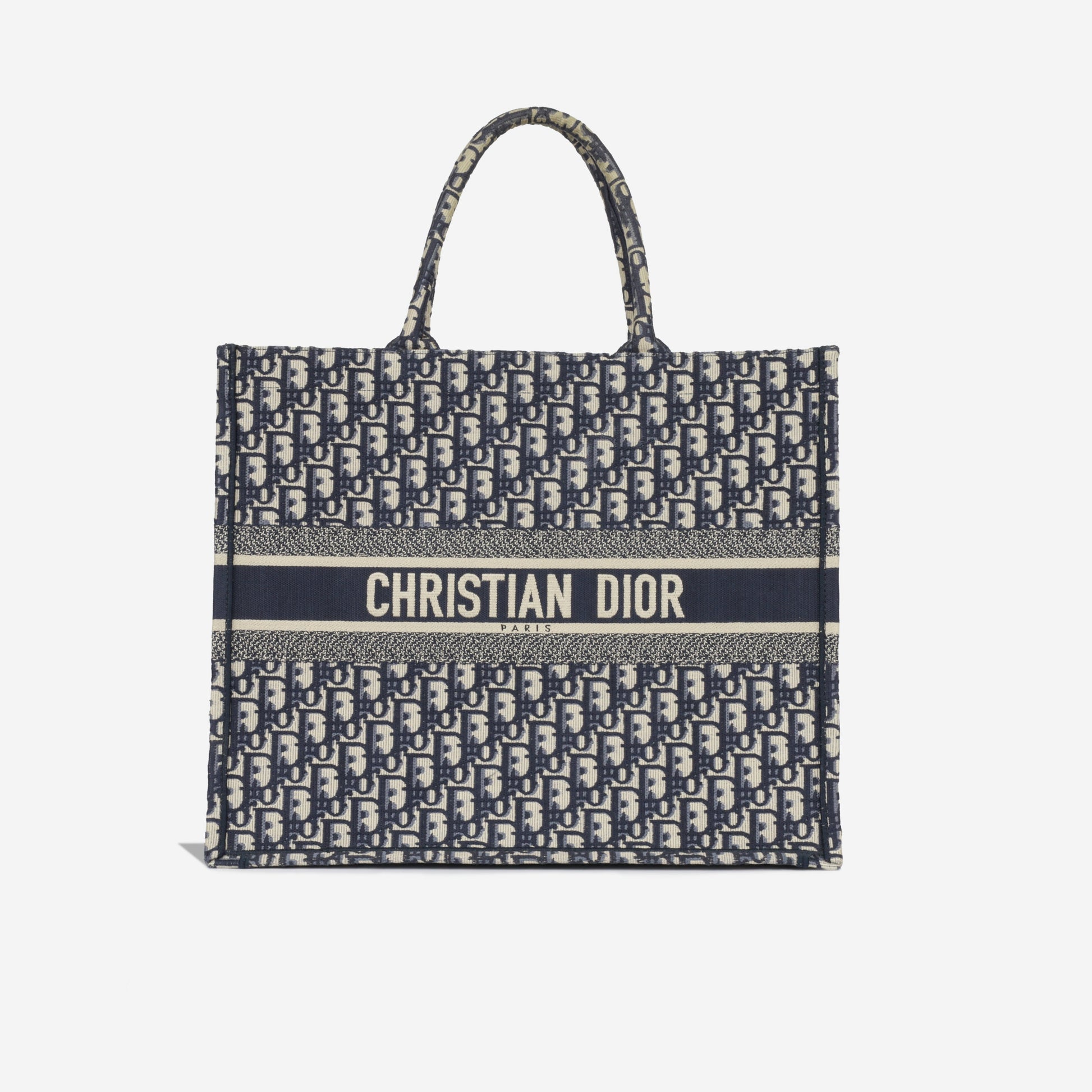 Dior Christian Book Tote Large Tote Bag Canvas Navy Excellent
